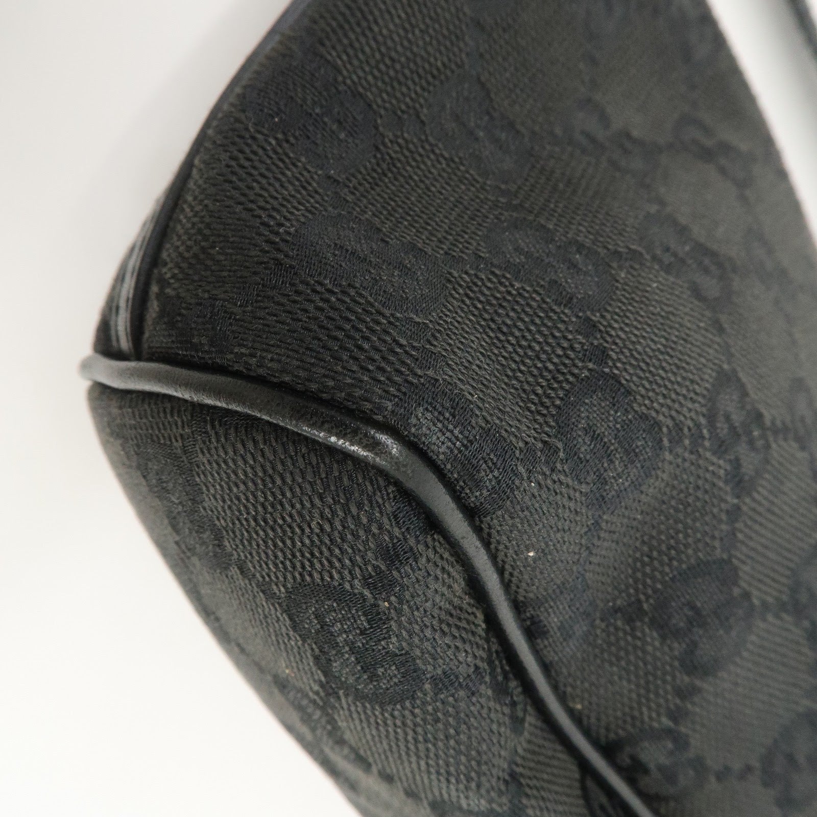 Gucci Boat Bag Hand Bag - Black, GG Canvas Leather