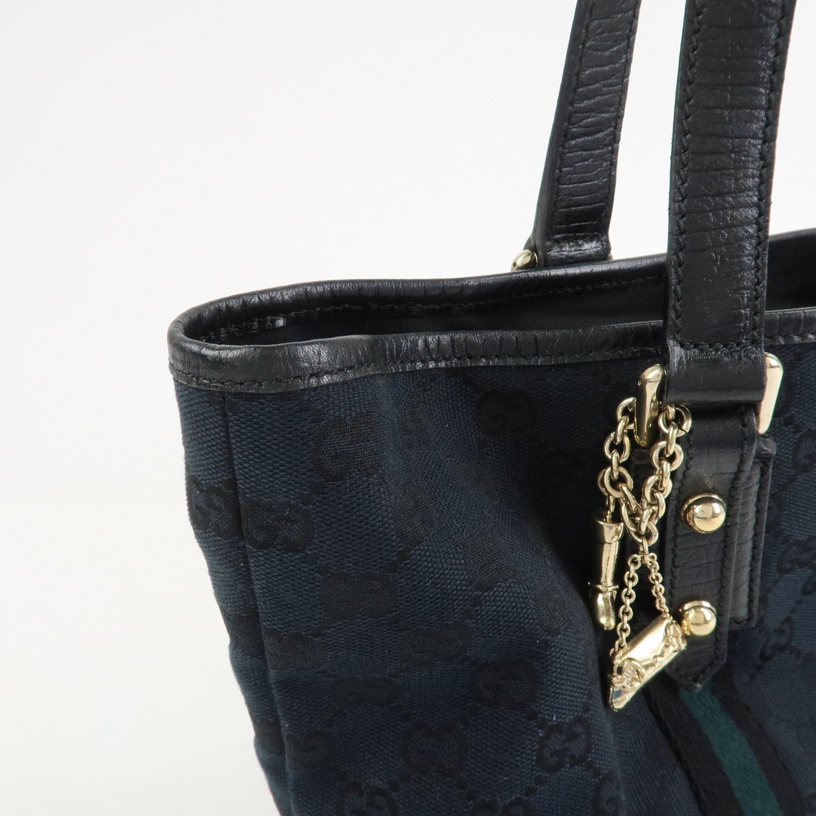 Gucci Tote Shoulder Bag - Black, Canvas Leather