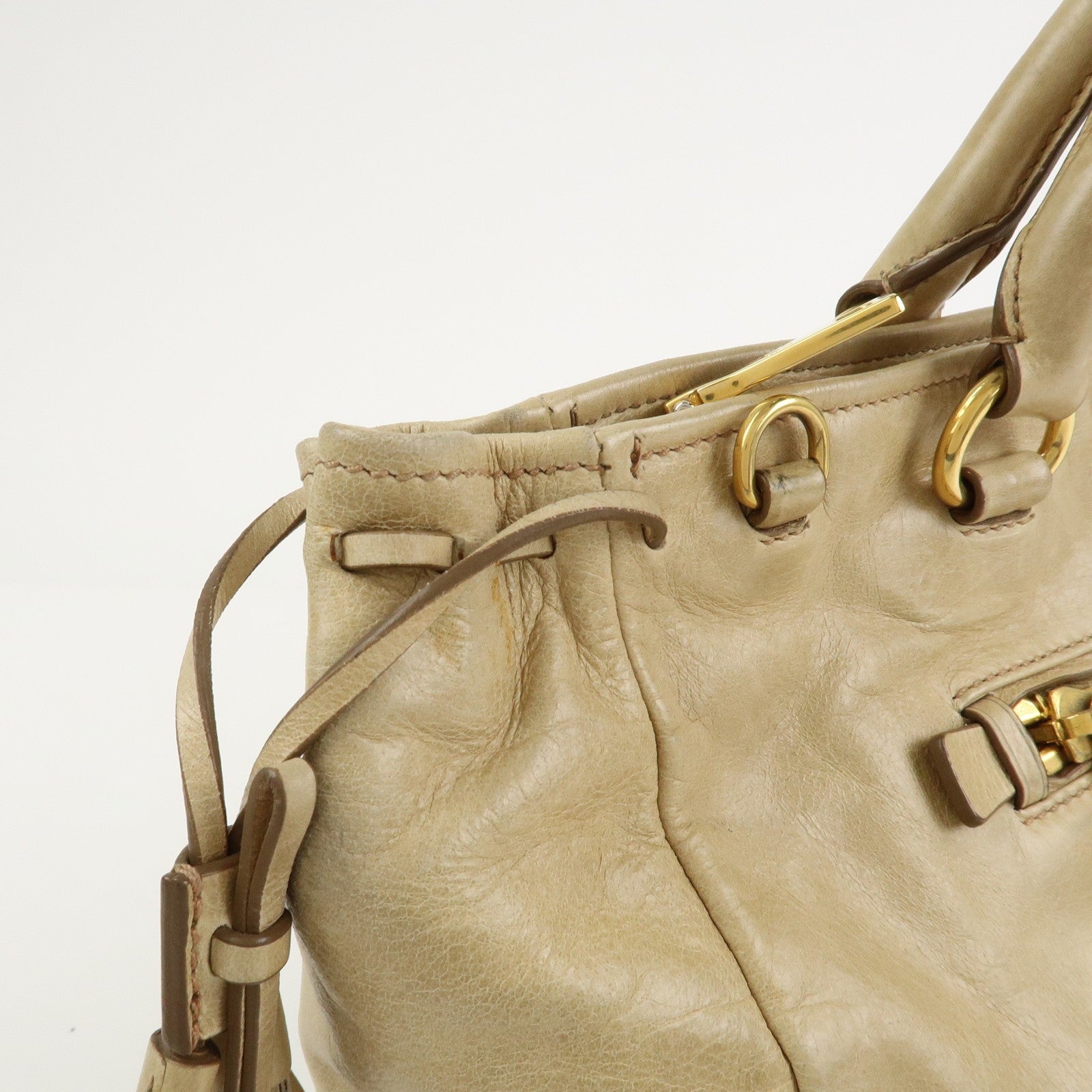 Prada Vitelloshine Handbag - Beige, Leather