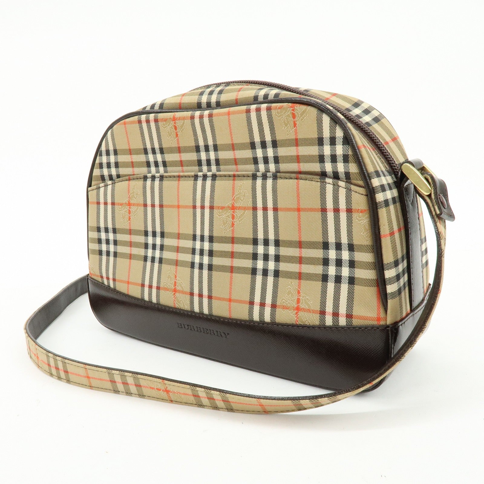 Burberry Nova Plaid Shoulder Crossbody Bag - Beige, Canvas, Leather
