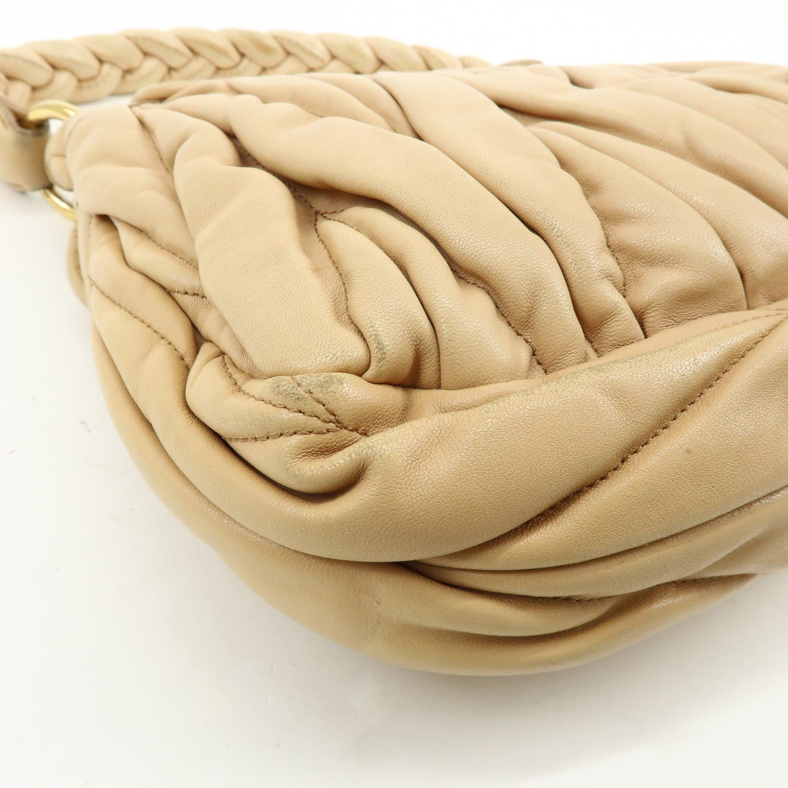 Miu Miu Matelasse 2Way Handbag - Beige, Leather