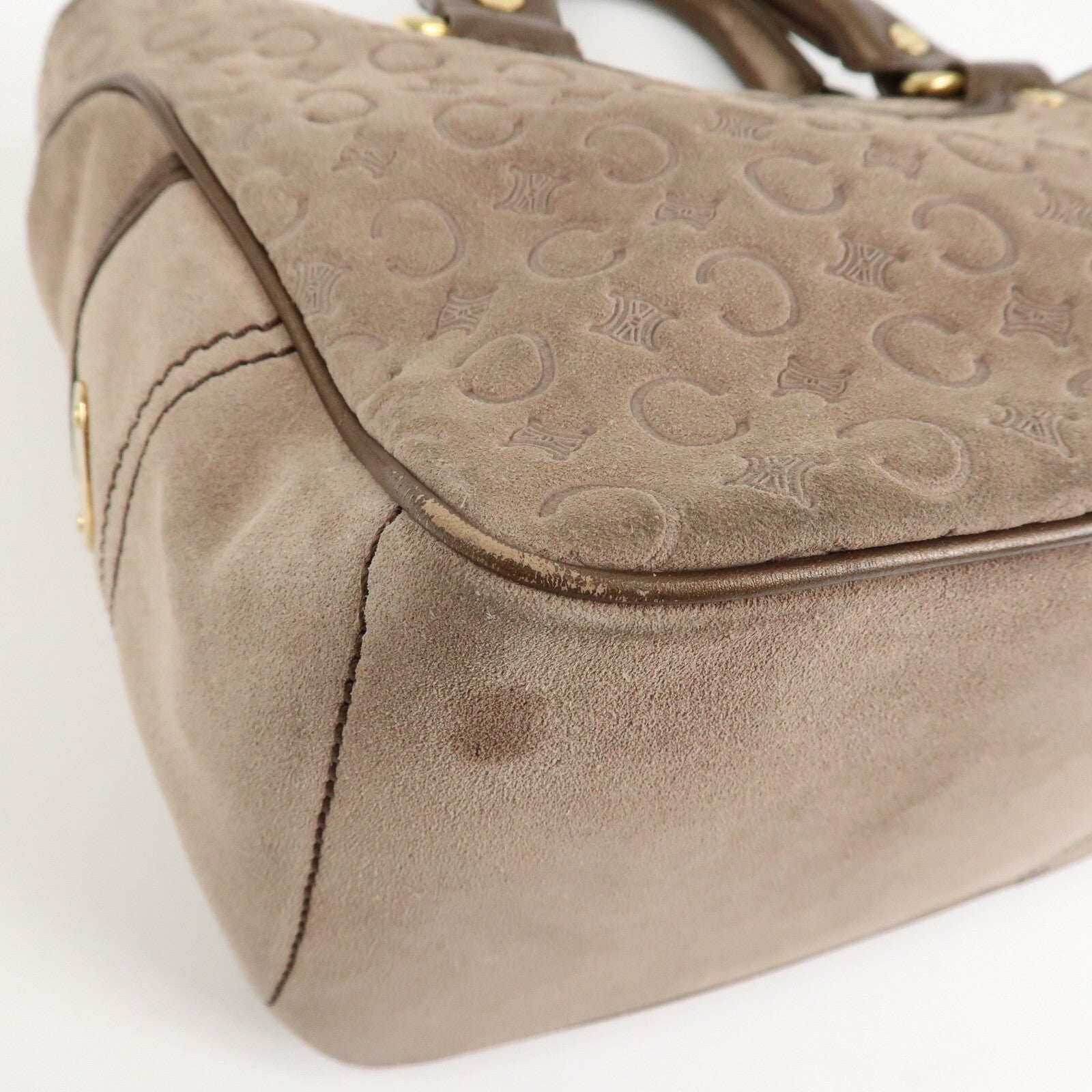 Celine C Macadam Suede Boogie Bag Handbag - Beige, Suede