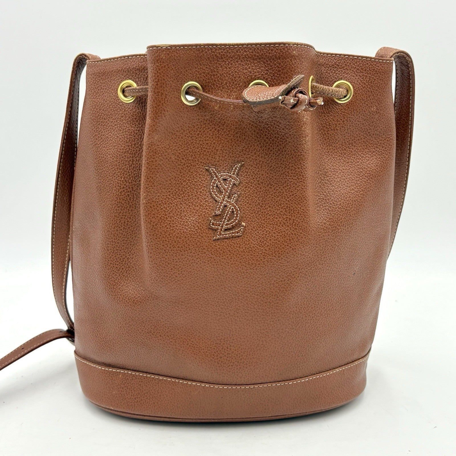 Saint Laurent Yves Cassandra Shoulder Bag - Brown, Leather