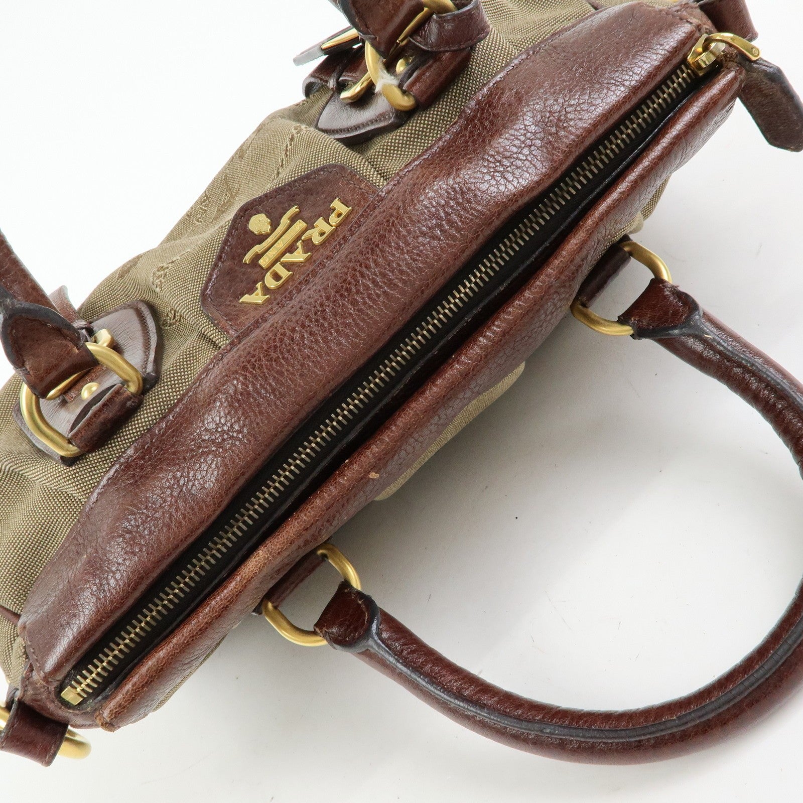 Prada Logo Jacquard 2Way Bag - Brown, Leather