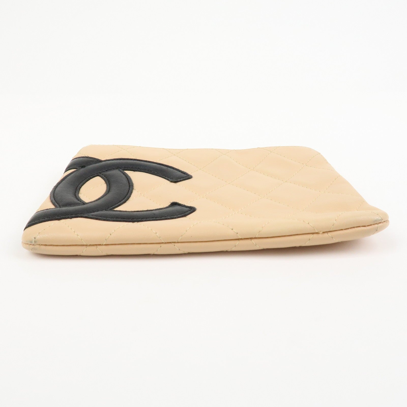 CHANEL Cambon Line Cosmetic Pouch - Beige, Lamb Skin