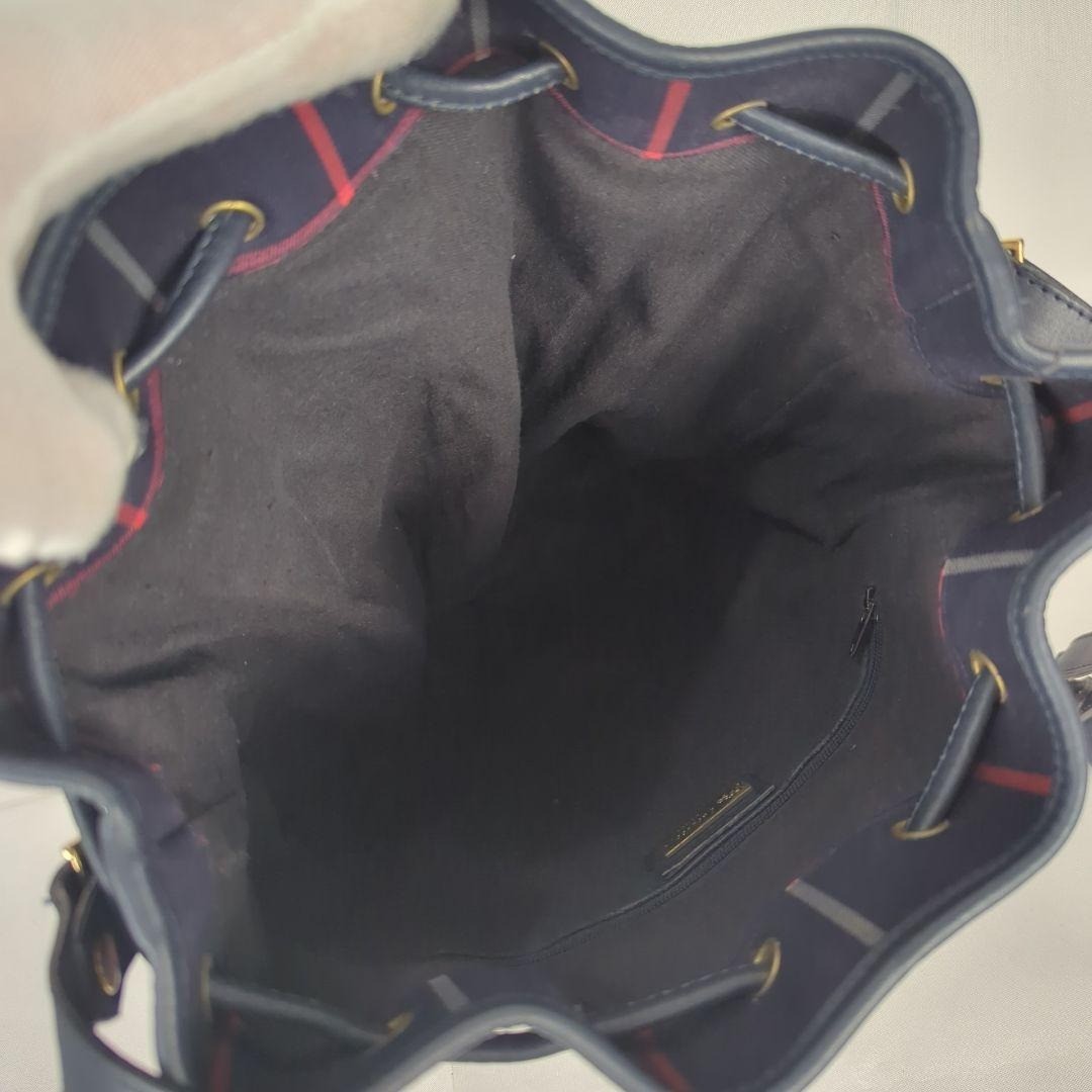 Burberry Nova Check Drawstring Bucket Shoulder Bag - Navy, Canvas Leather