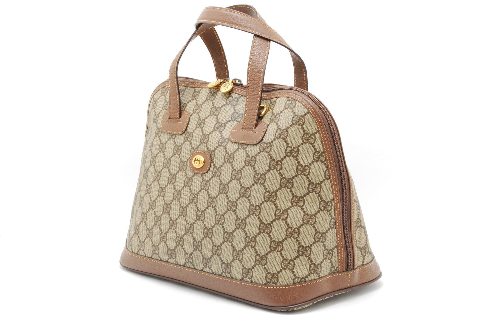 Gucci GG Supreme Hand Tote Bag - Beige Brown, PVC Leather