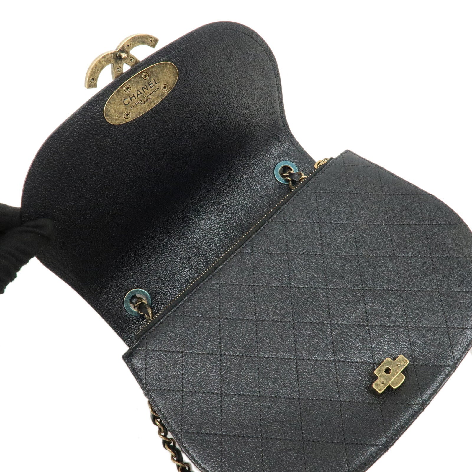 Chanel Matelasse 2 Way Hand Bag - Black, Lamb Skin