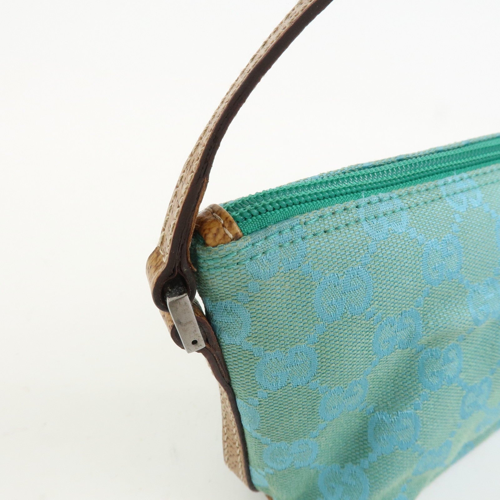 Gucci Boat Hand Bag - Light Blue, GG Canvas, Leather