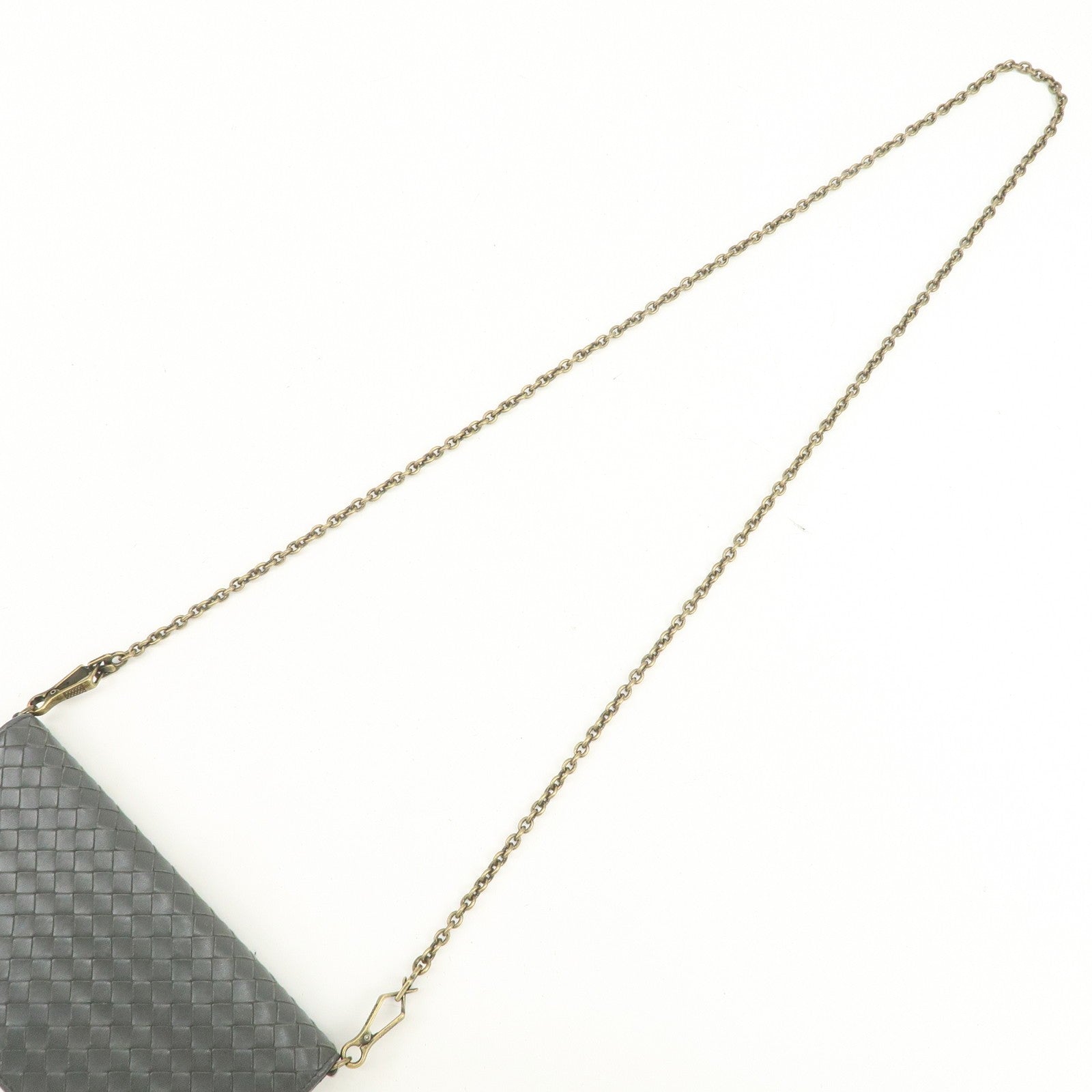 Bottega Veneta Intrecciato Leather Chain Long Wallet - Gray, Leather