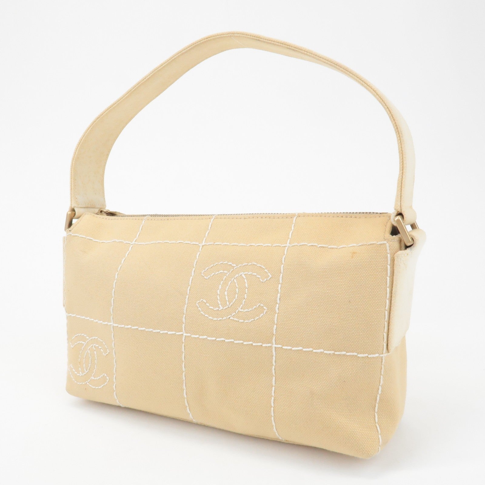Chanel Wild Stitch Shoulder Bag - Beige, Canvas