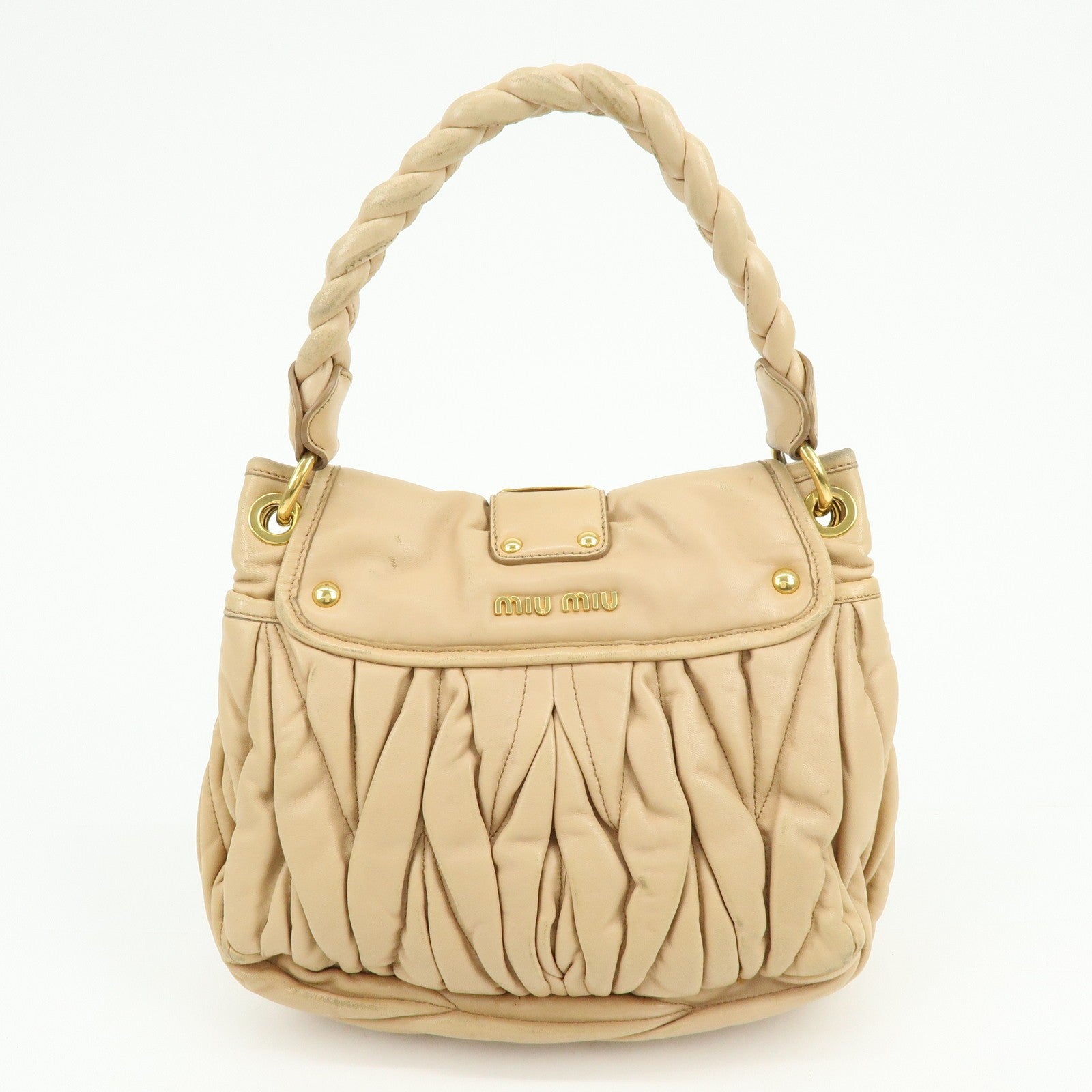 Miu Miu Matelasse 2Way Handbag - Beige, Leather