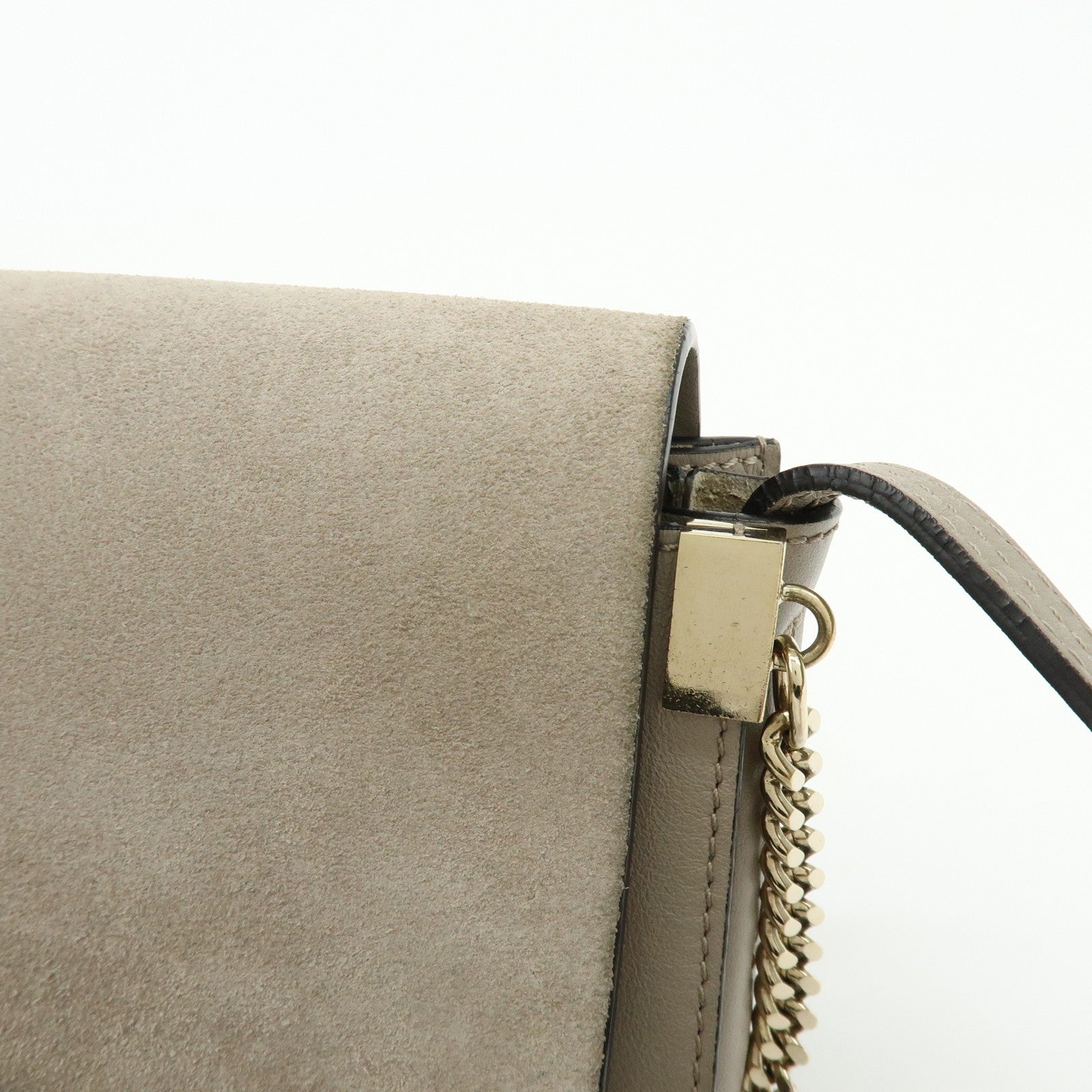 Chloe Faye Shoulder Bag - Greige, Suede Leather