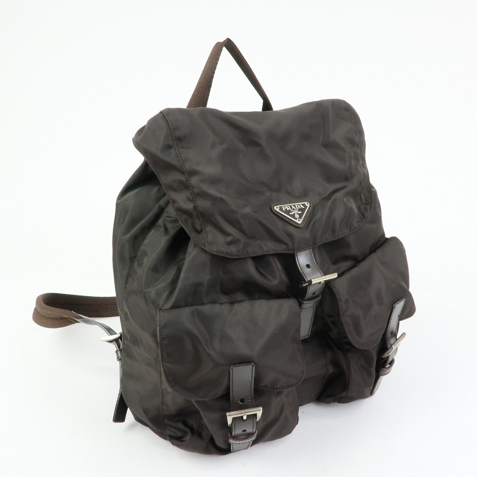 Prada B2811 Backpack - Brown, Nylon and Leather