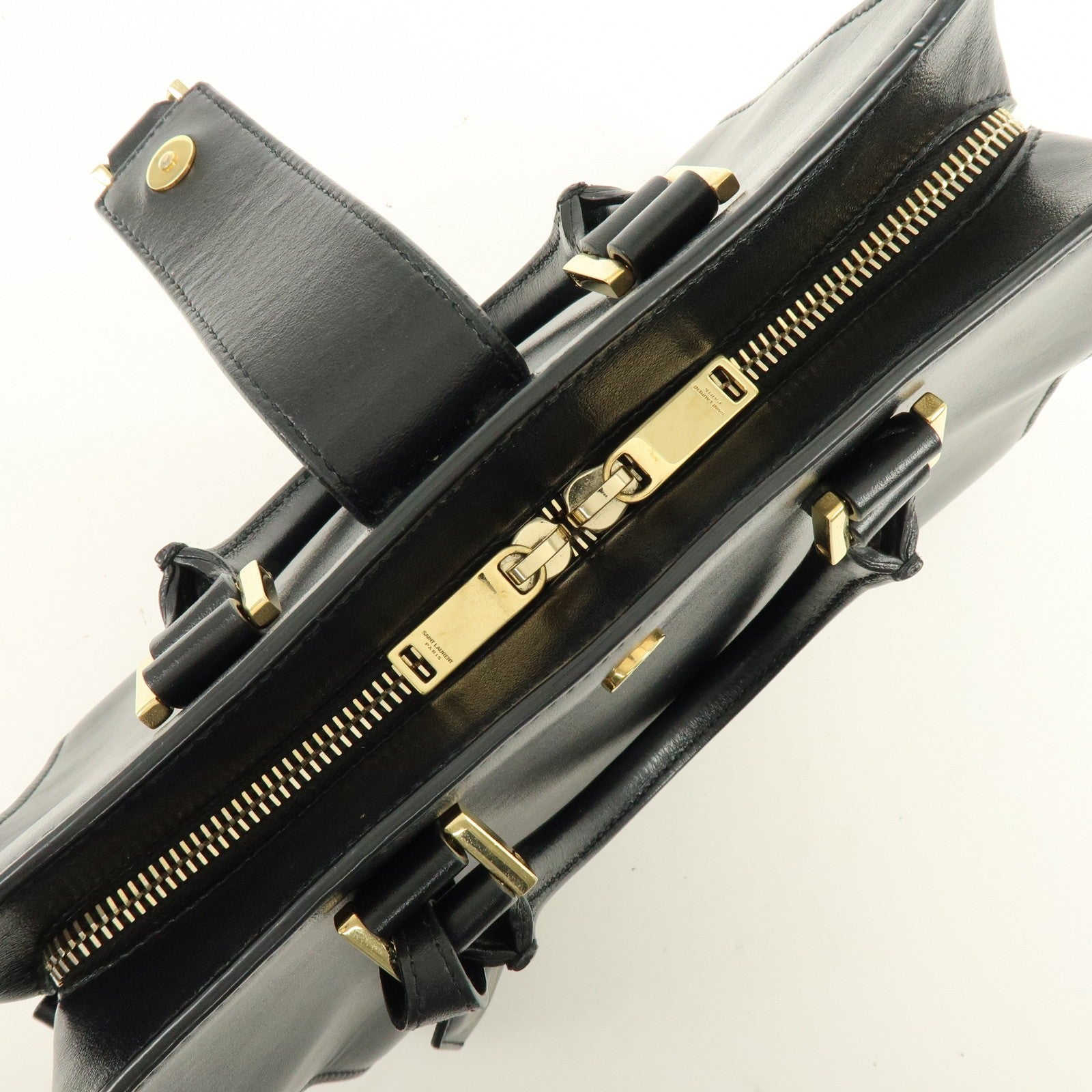 Saint Laurent Paris Baby Cabas Cassandra Hand Bag - Black, Leather