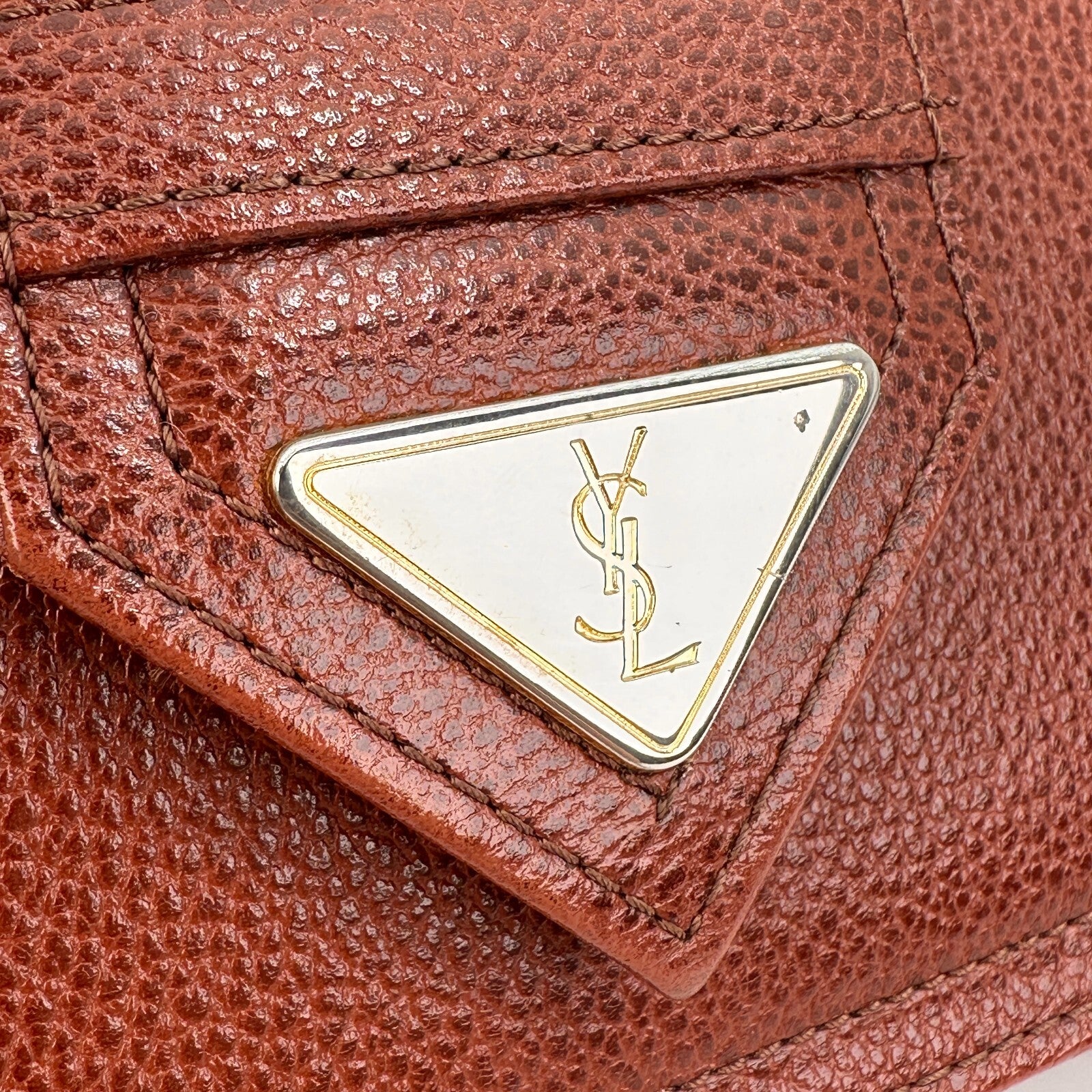 Saint Laurent YSL Clutch Bag - Brown, Leather