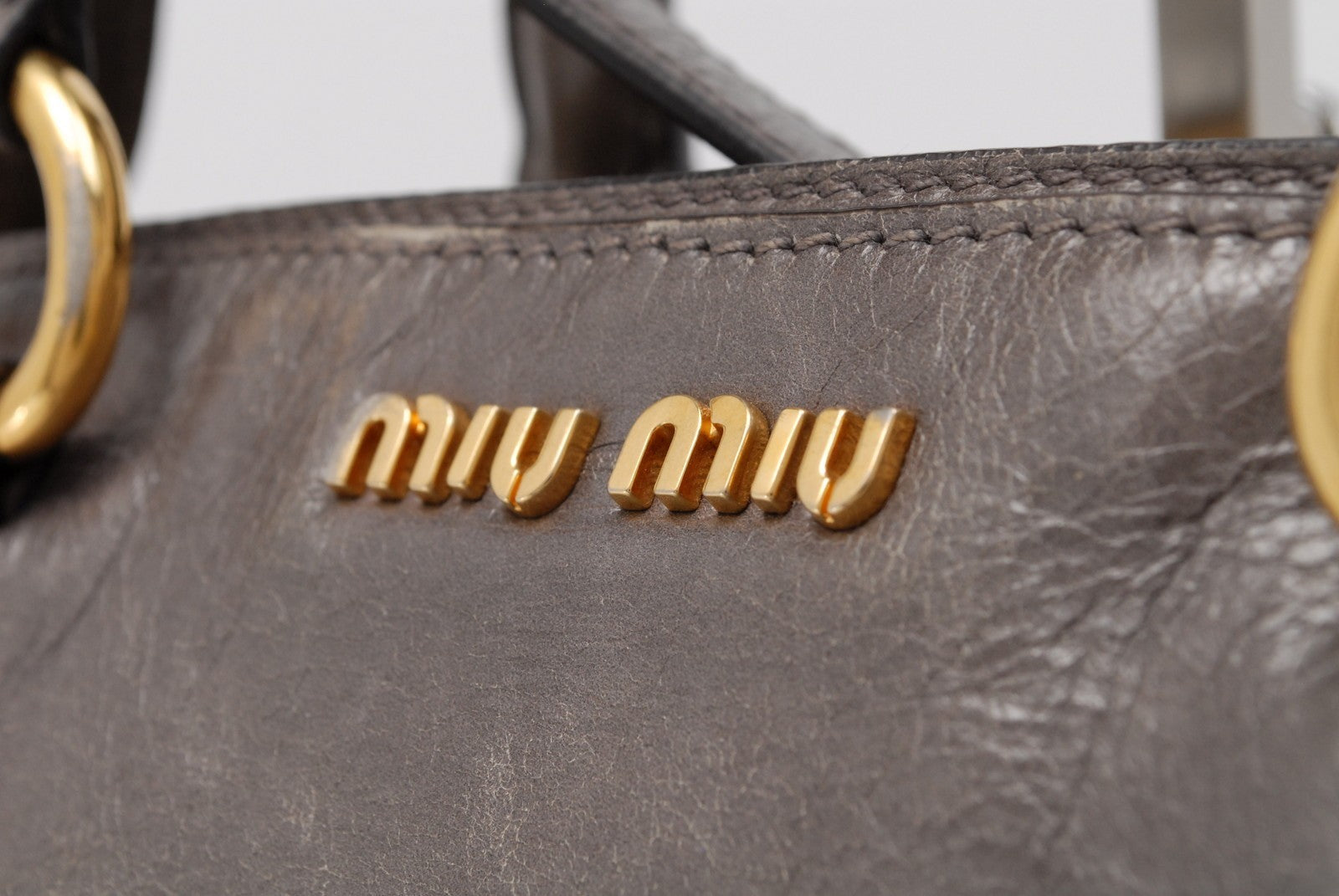Miu Miu 2Way Satchel Handbag - Gray, Leather