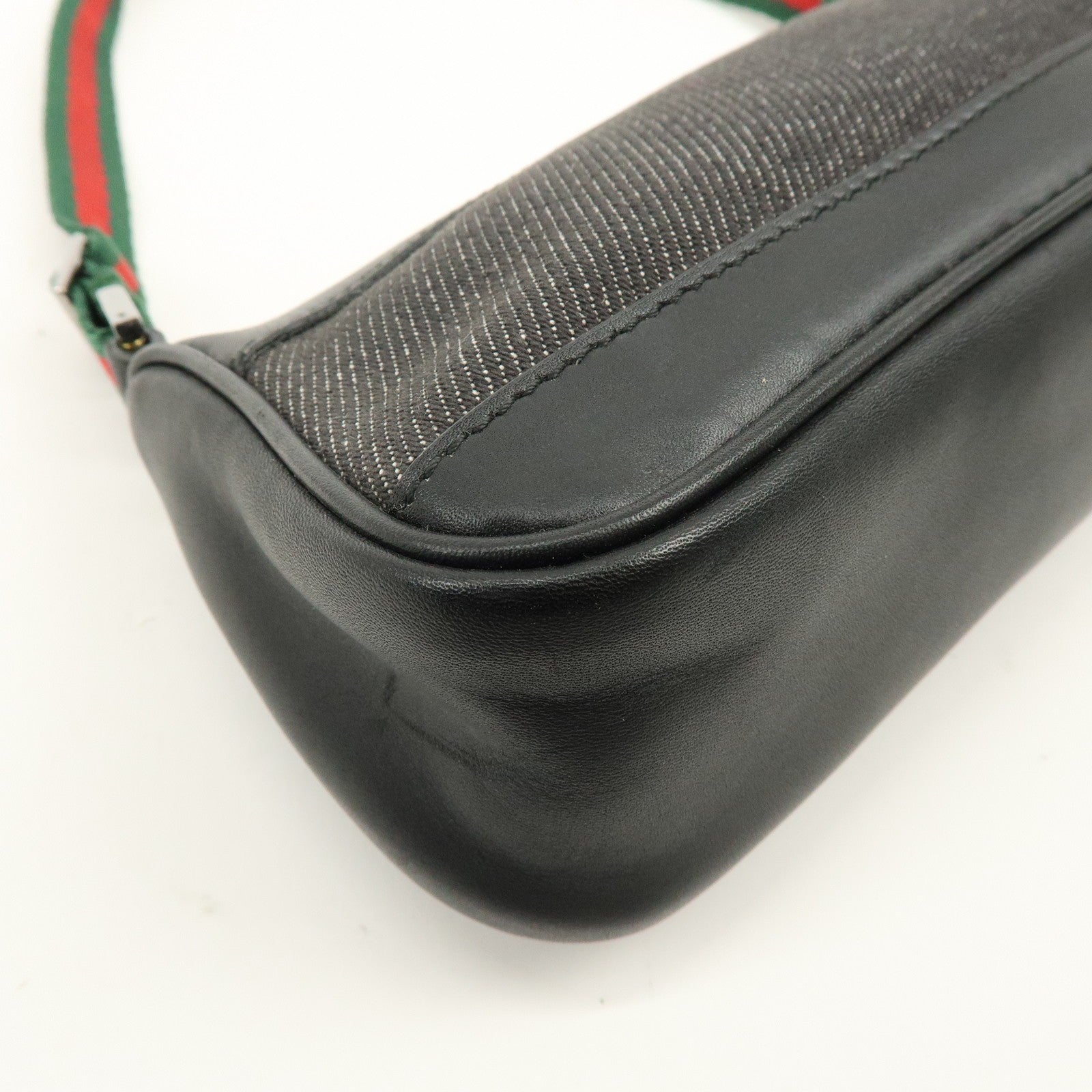 Gucci Hand Bag - Black, Denim, Leather