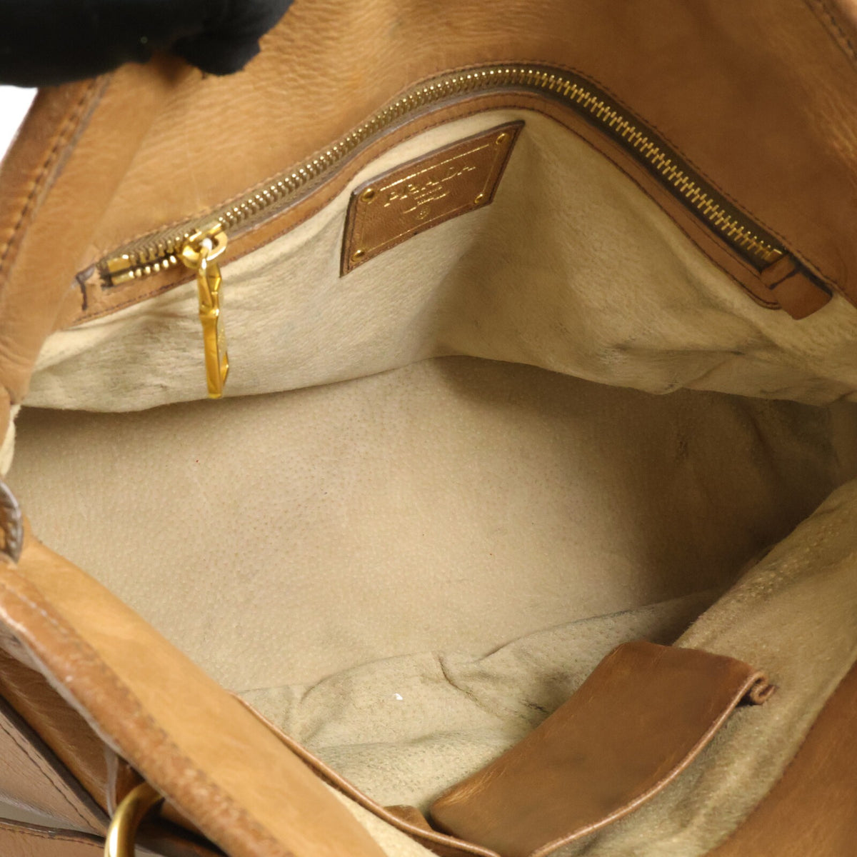 Prada Cervo Shine Bauletto Shoulder Bag - Brown, Deerskin Leather