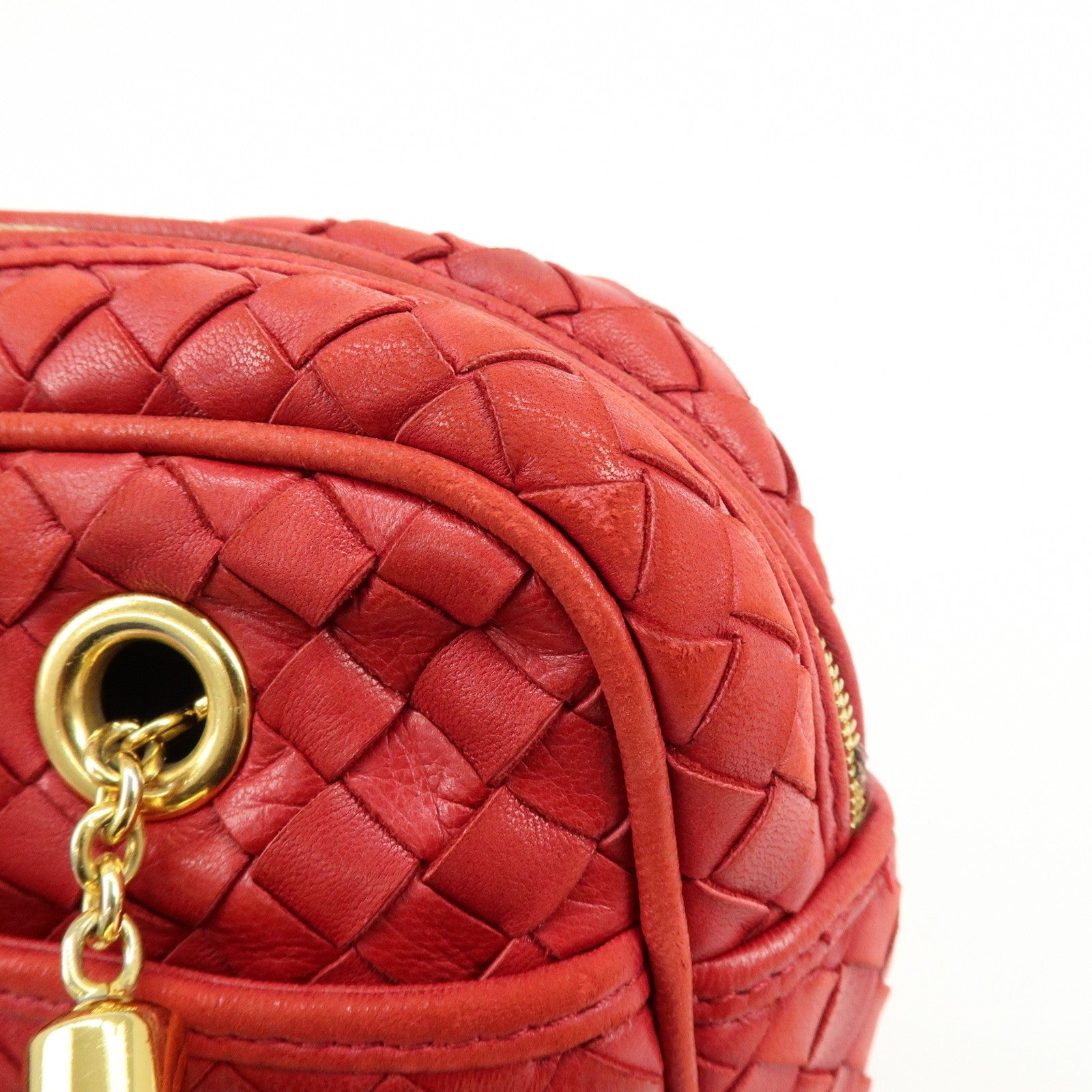 Bottega Veneta Intrecciato Shoulder Bag - Red, Leather