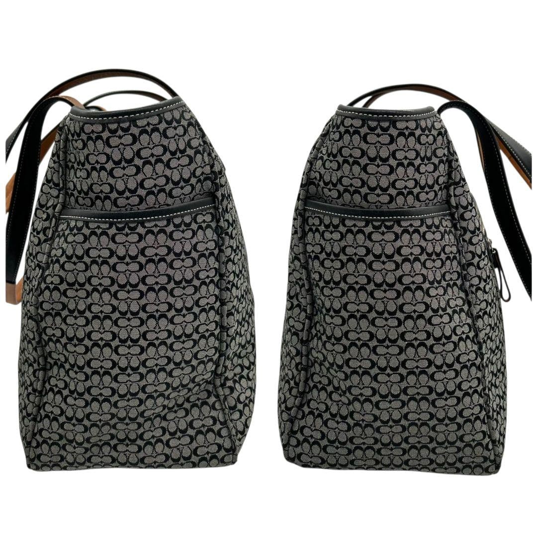 Coach Mini Signature One Shoulder Tote - Black, Canvas