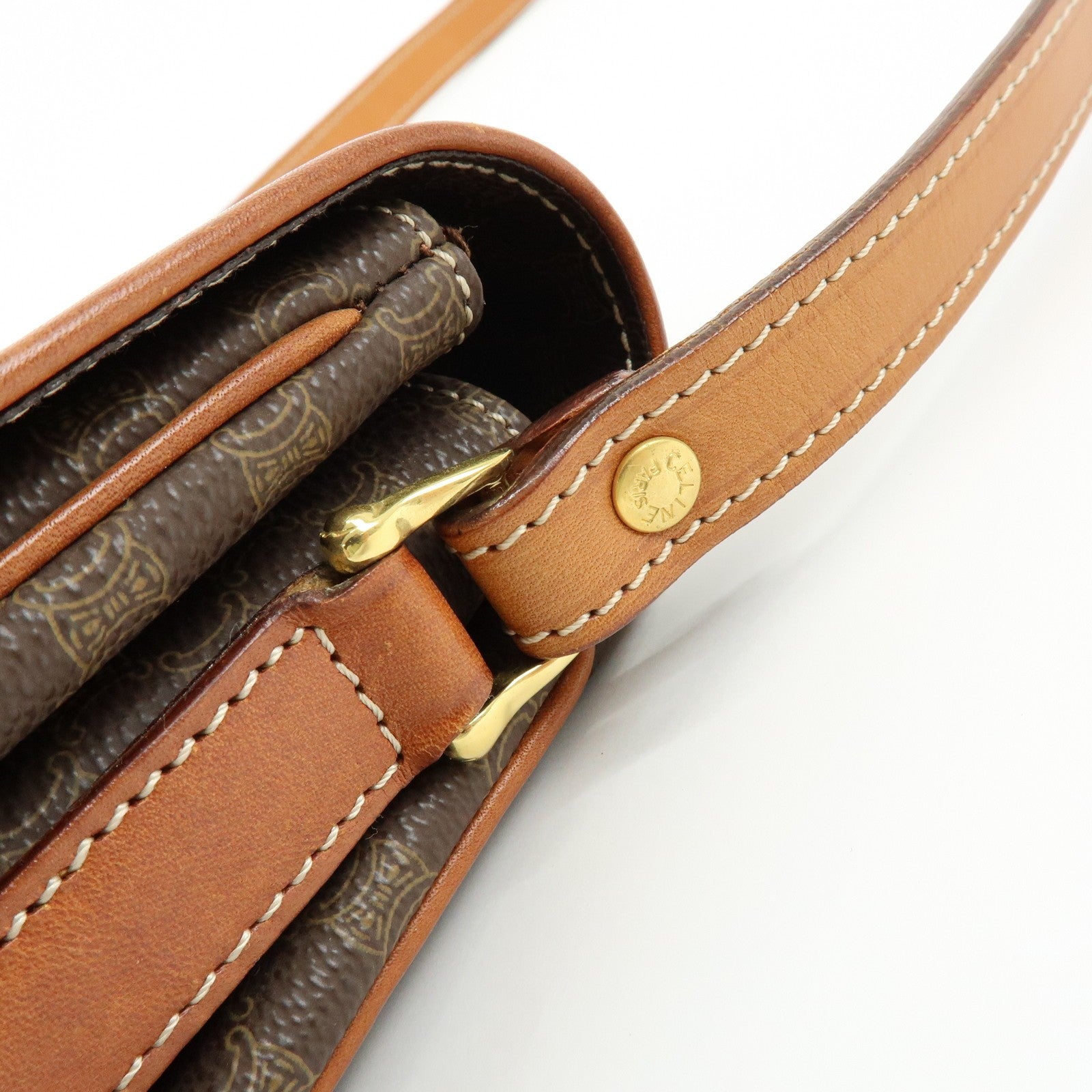 Celine Macadam Shoulder Crossbody Bag - Brown, PVC Coating Canvas, Leather