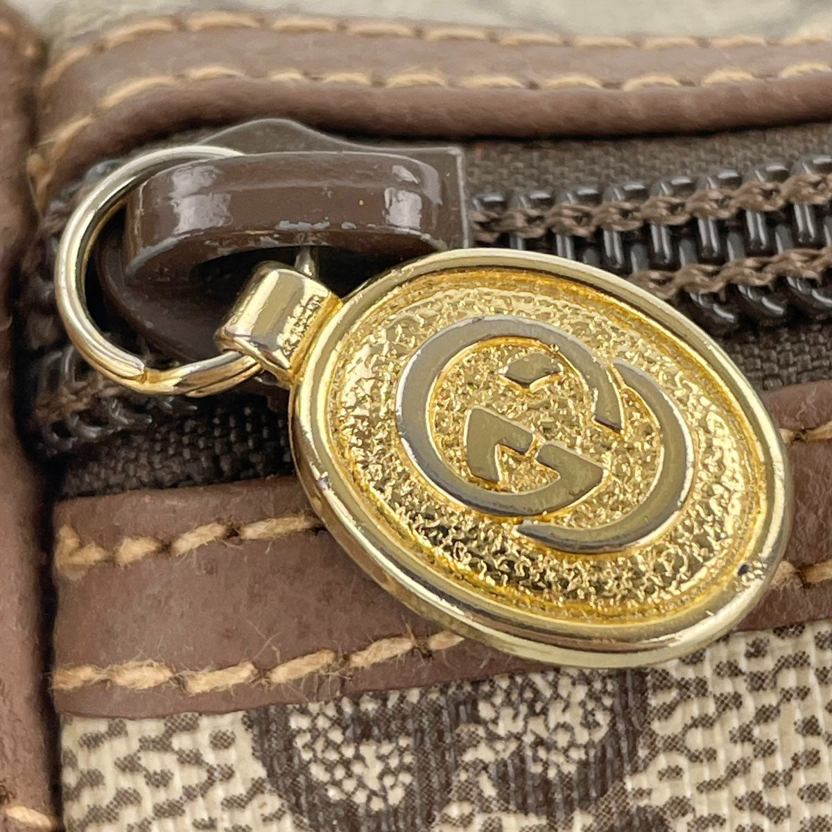 Gucci Sherry Line Shoulder Bag - Beige, Brown, Leather, PVC