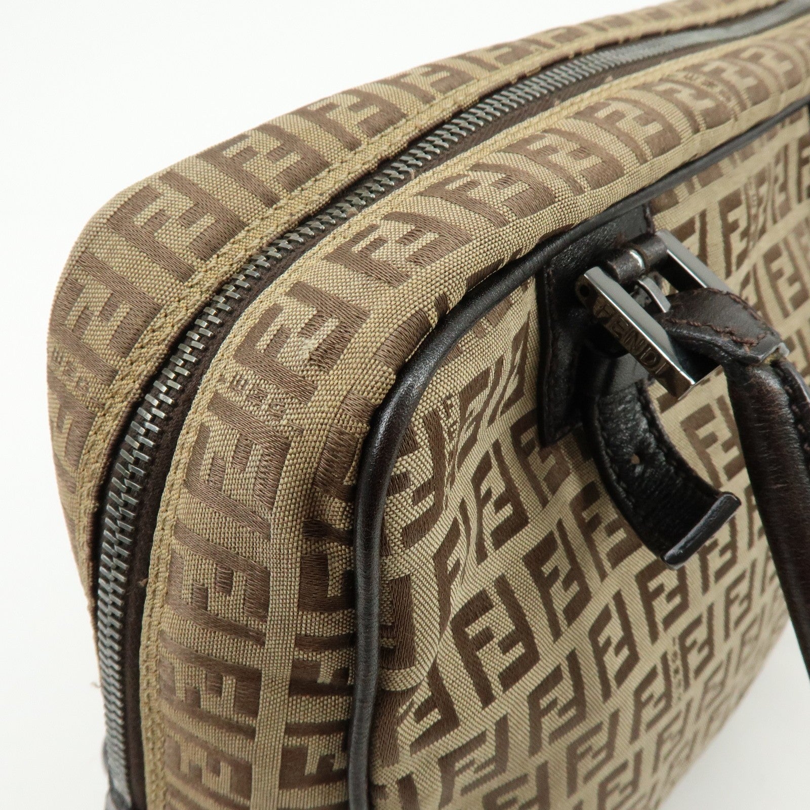 Fendi Zucchino Boston Shoulder Bag - Beige, Canvas Leather