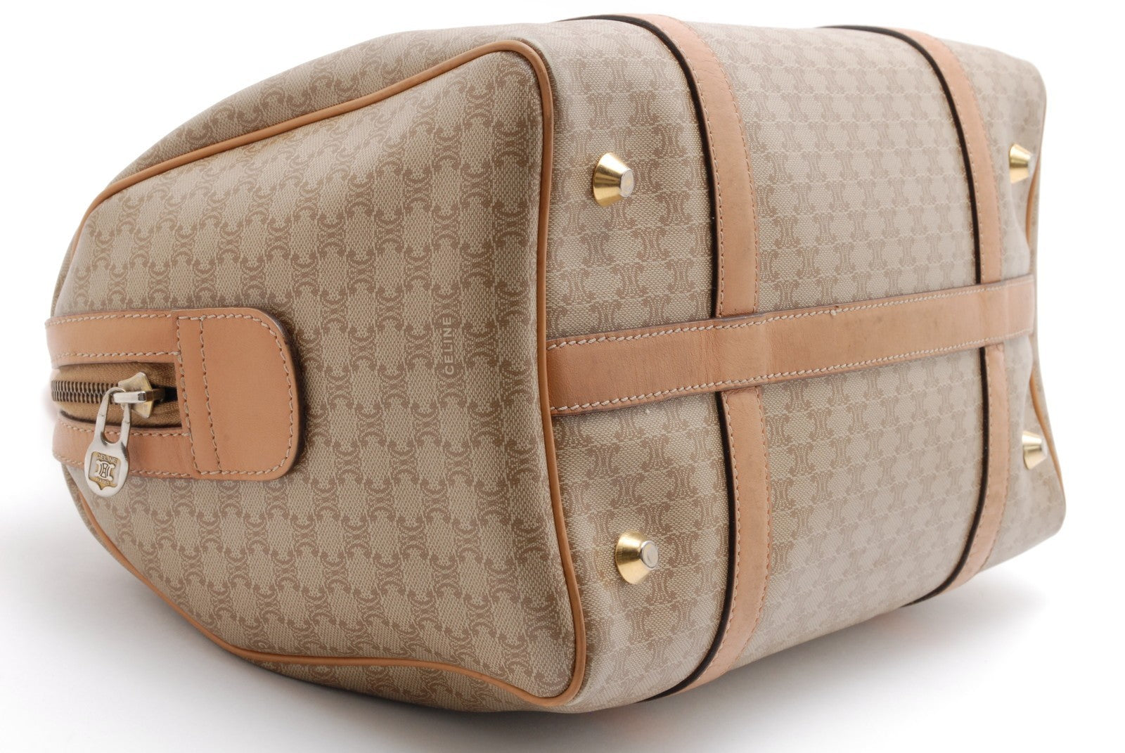 Celine Boston Bag Handbag - Beige Brown, PVC Leather