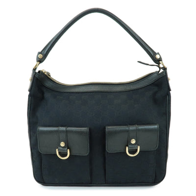Gucci Shoulder Hand Bag - Black, GG Canvas, Leather