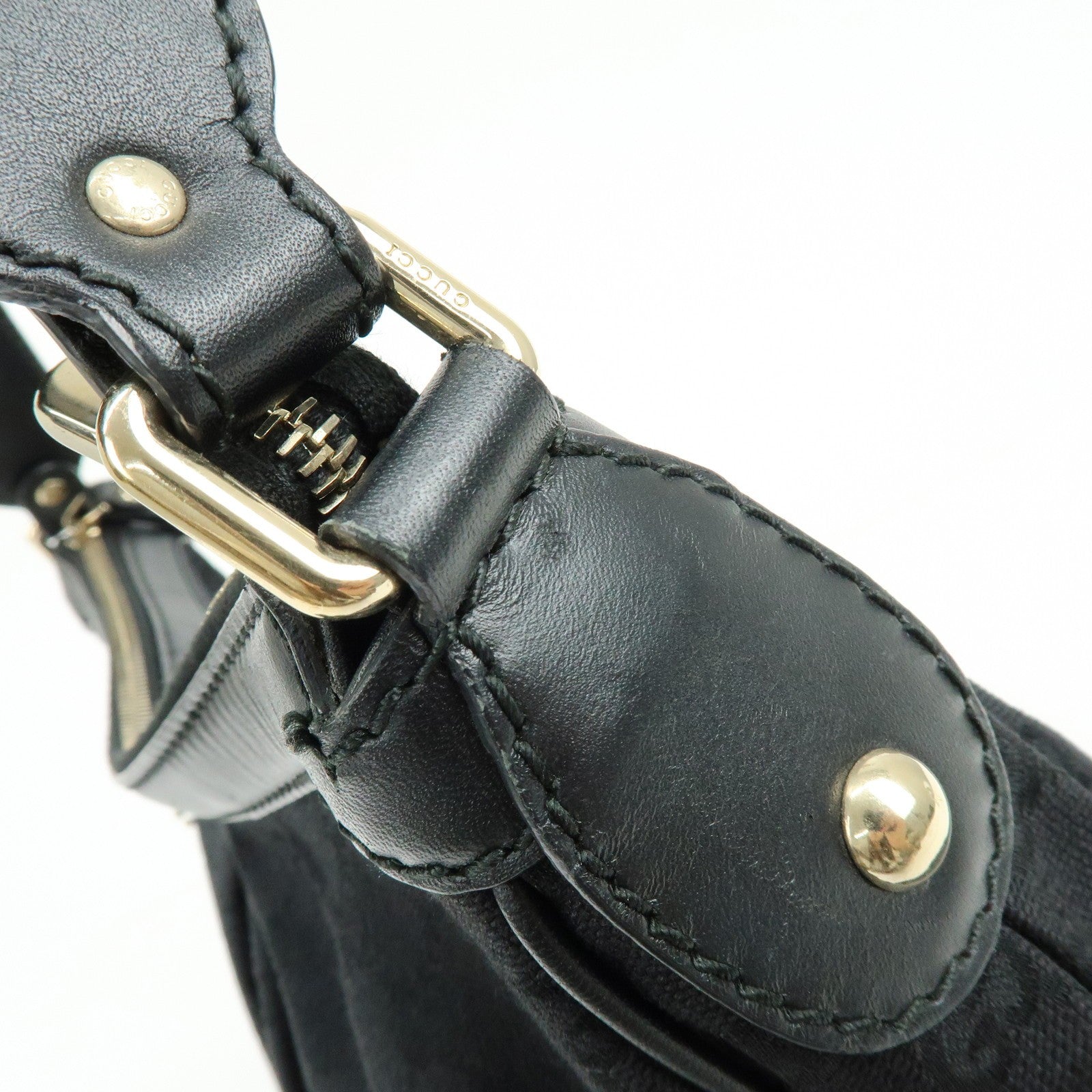 GUCCI Sukey GG Canvas Leather Shoulder Bag Black