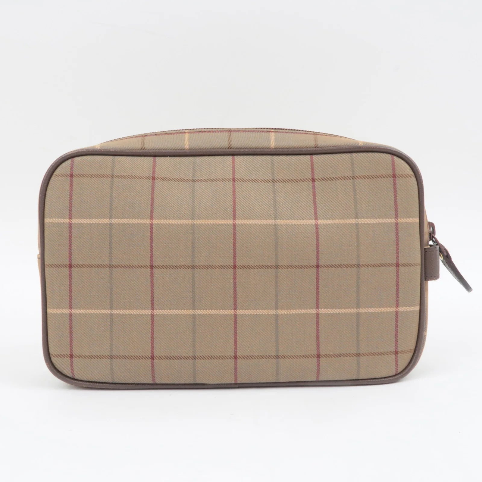 Burberry BURBERRY burberrys Plaid Canvas Leather Clutch Bag - Khaki, Brown, Canvas, Leather
