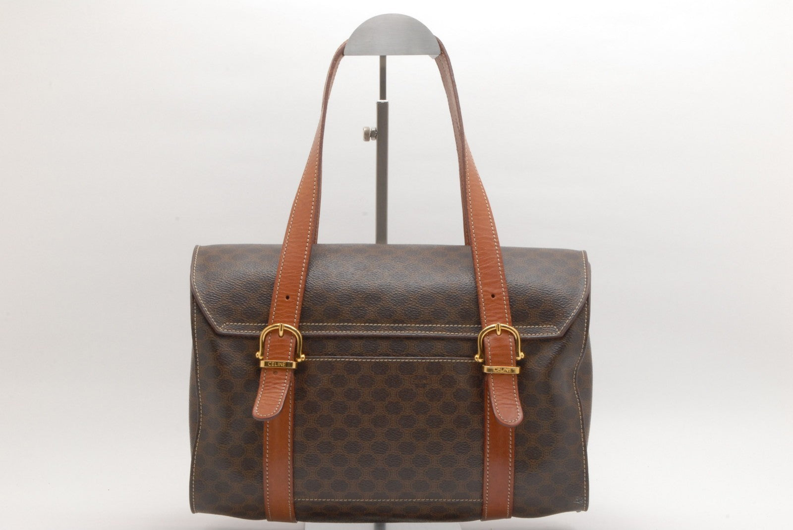 Celine Macadam Boston Handbag - Brown, PVC Leather