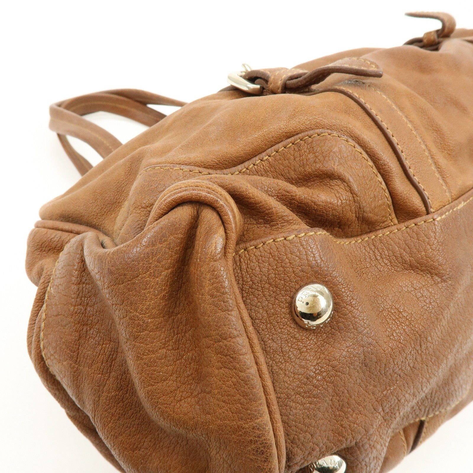 Prada Boston Hand Bag - Brown, Leather