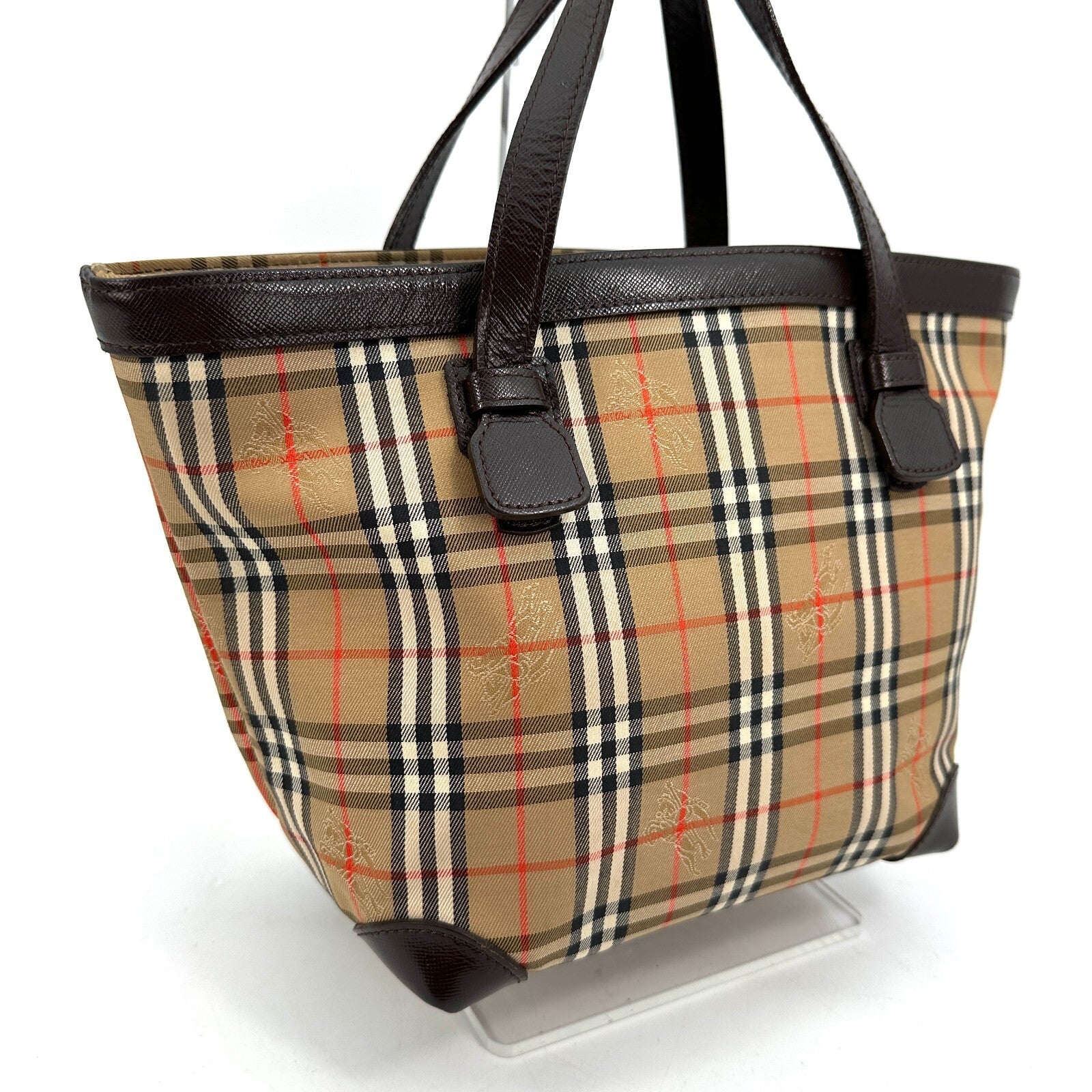 Burberry Nova Check Tote Bag - Brown, Canvas, Leather