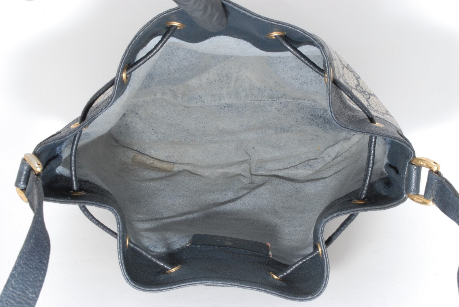 Gucci Vintage GG Sherry Line Drawstring Shoulder Bag - Navy, PVC Leather