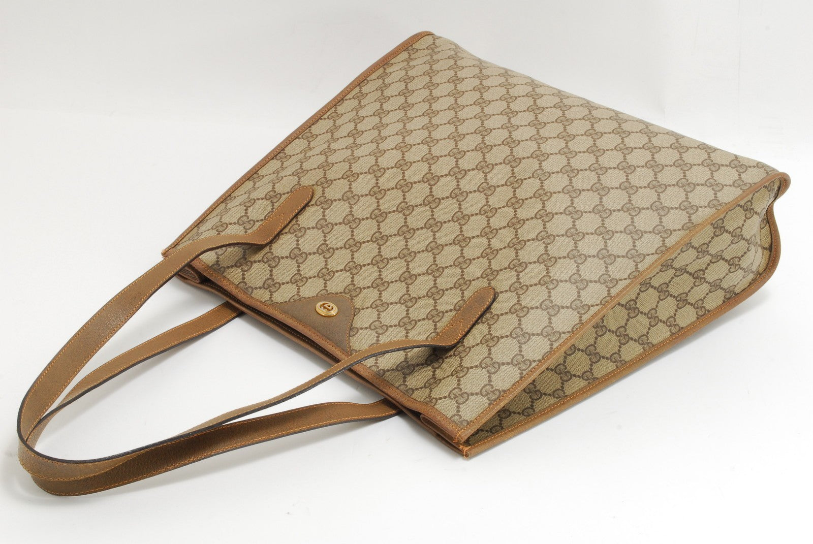 Gucci GG Supreme Tote Shoulder Bag - Brown, PVC