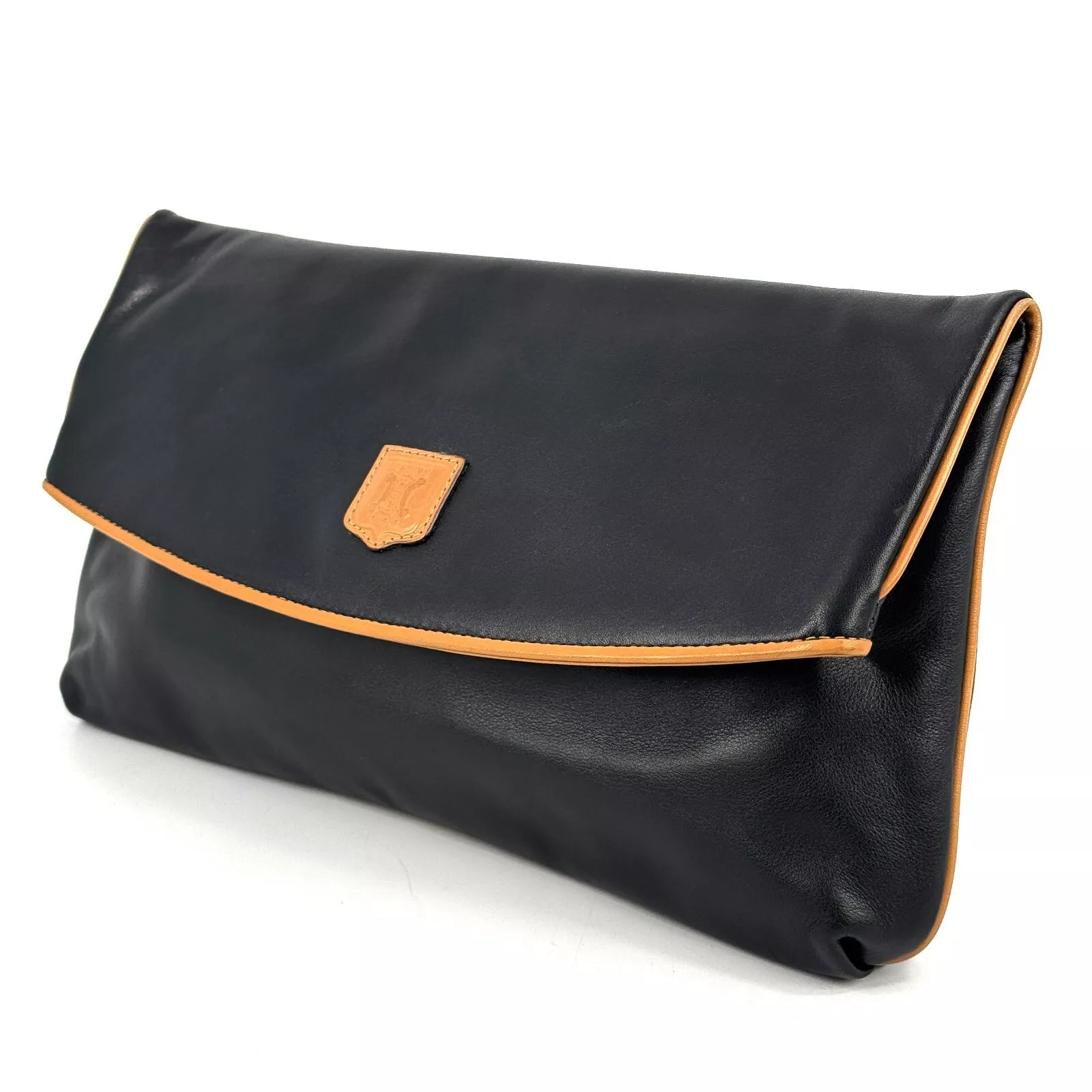 CELINE Triomphe Clutch - Black, Leather