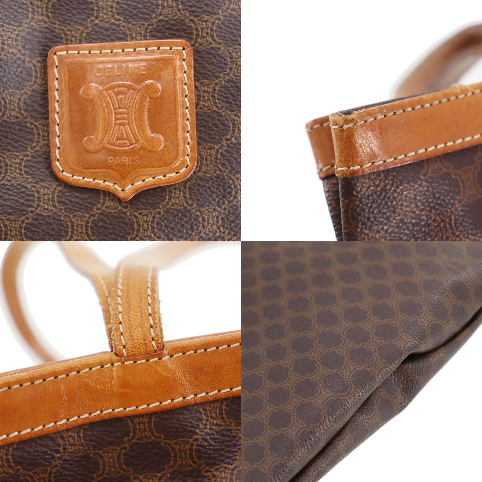 Celine Macadam Pattern Shoulder Tote Bag - Brown, PVC Leather