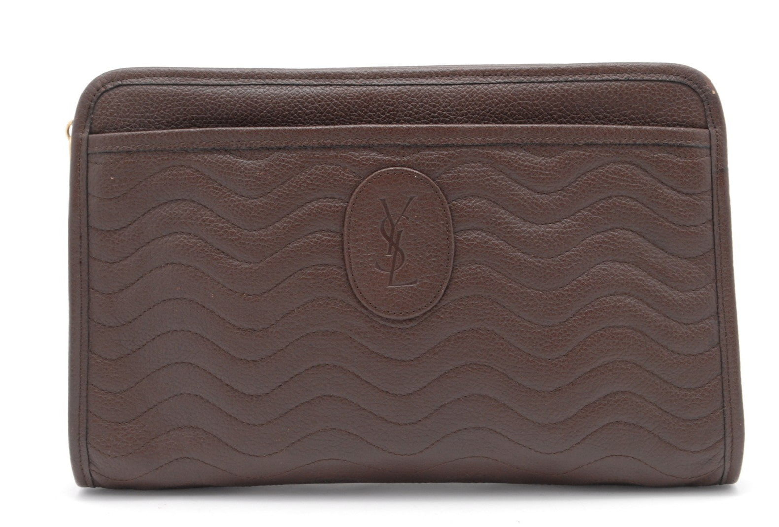Saint Laurent Yves Leather Clutch Bag - Brown, Leather