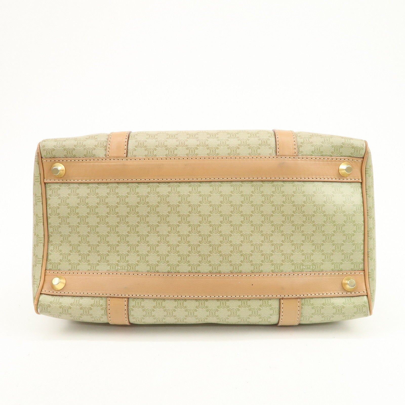 Celine Macadam Logo Boston Hand Bag - Beige, PVC