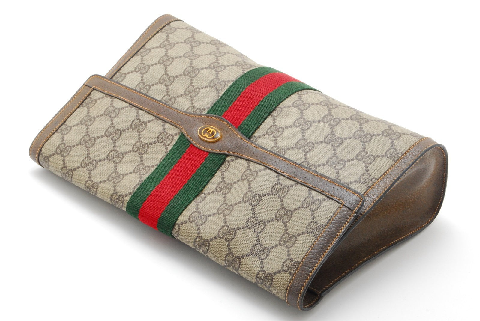 Gucci Sherry Clutch Bag - Beige, PVC Leather