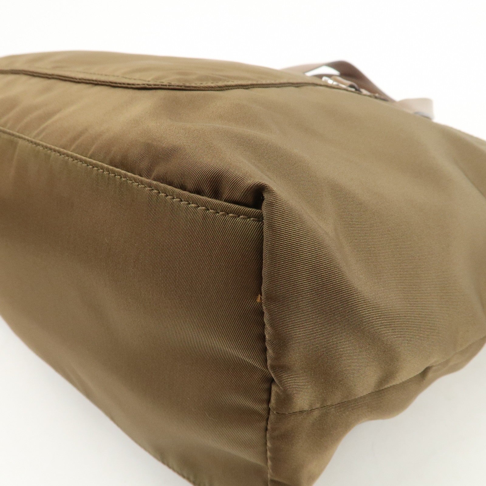Prada Triangle Logo Tote Bag - Brown, Nylon and Saffiano Leather