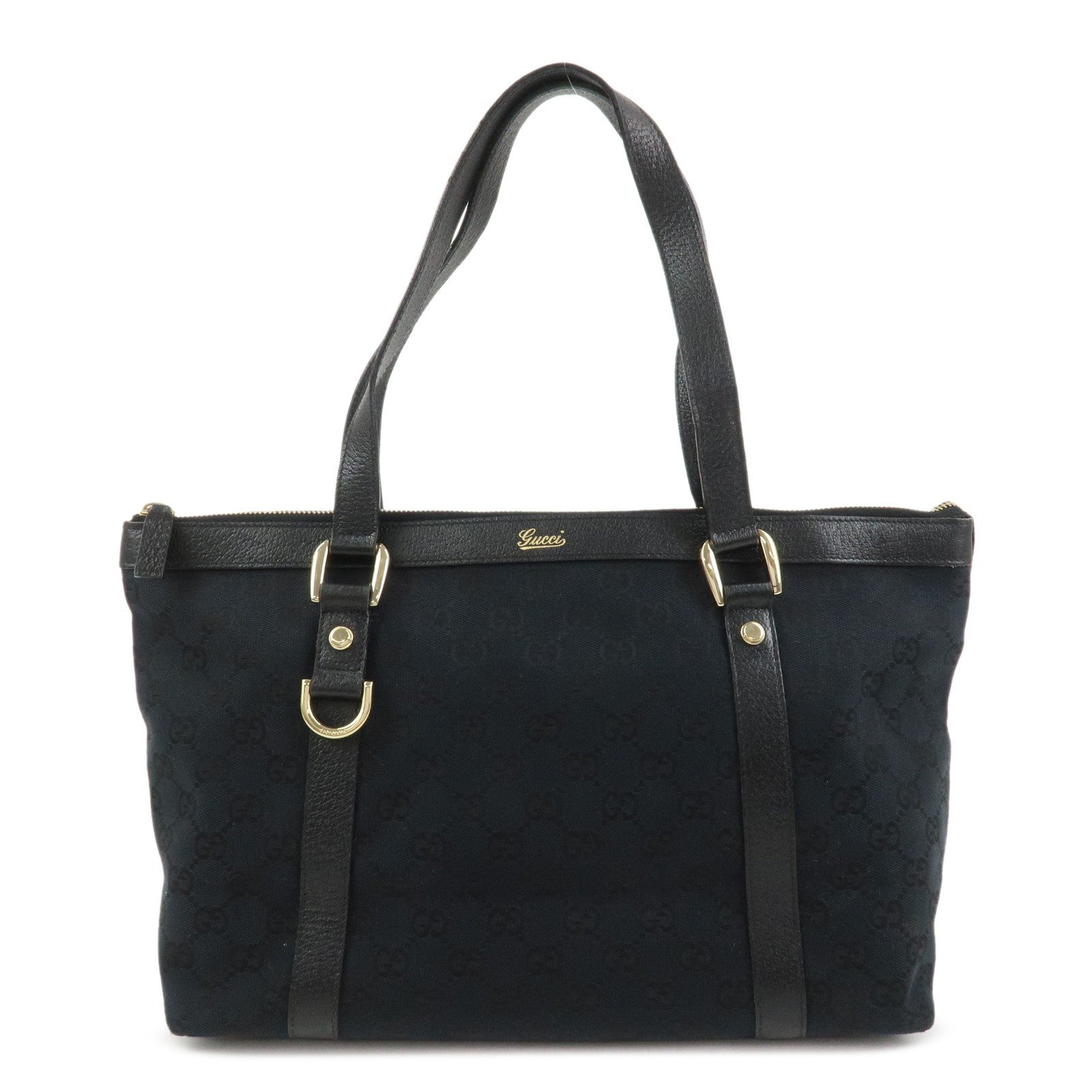 Gucci Abbey Tote Bag - Black, GG Canvas, Leather