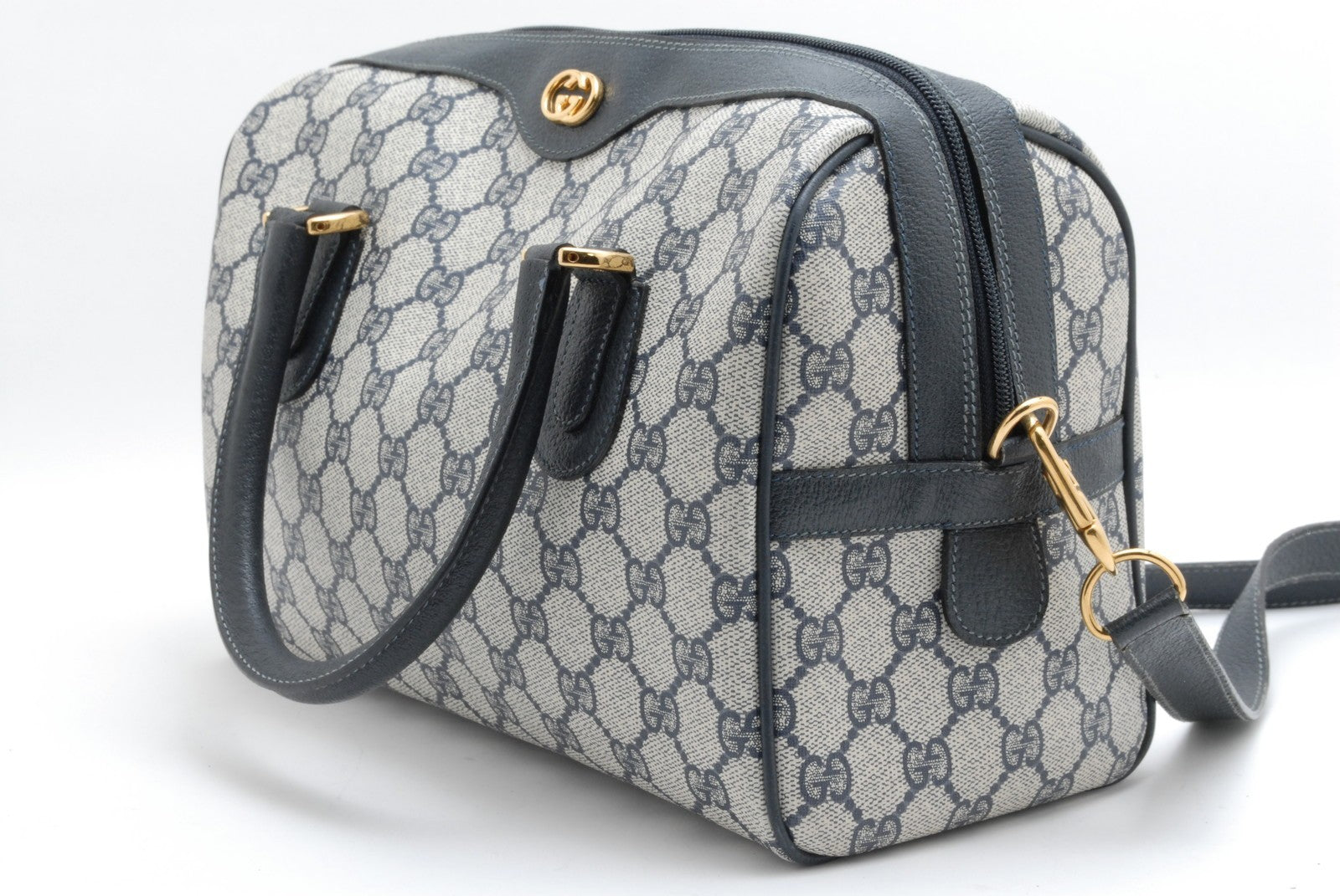 Gucci GG Supreme Boston Bag - Navy, PVC Leather