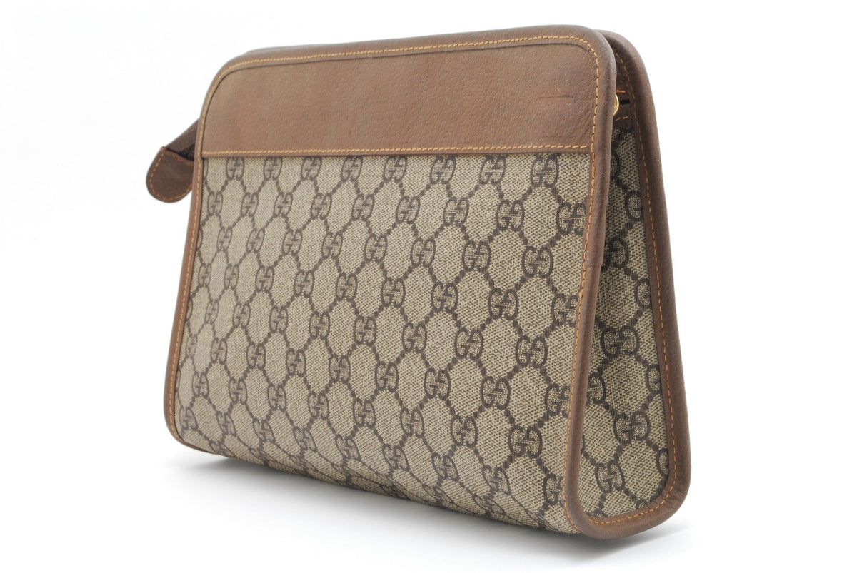 Gucci GG Supreme Monogram Clutch - Brown, PVC Leather