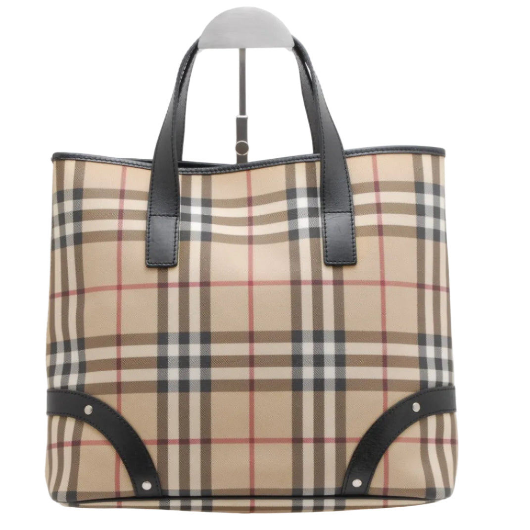 Burberry Nova Tote Bag - Beige, Canvas and Leather
