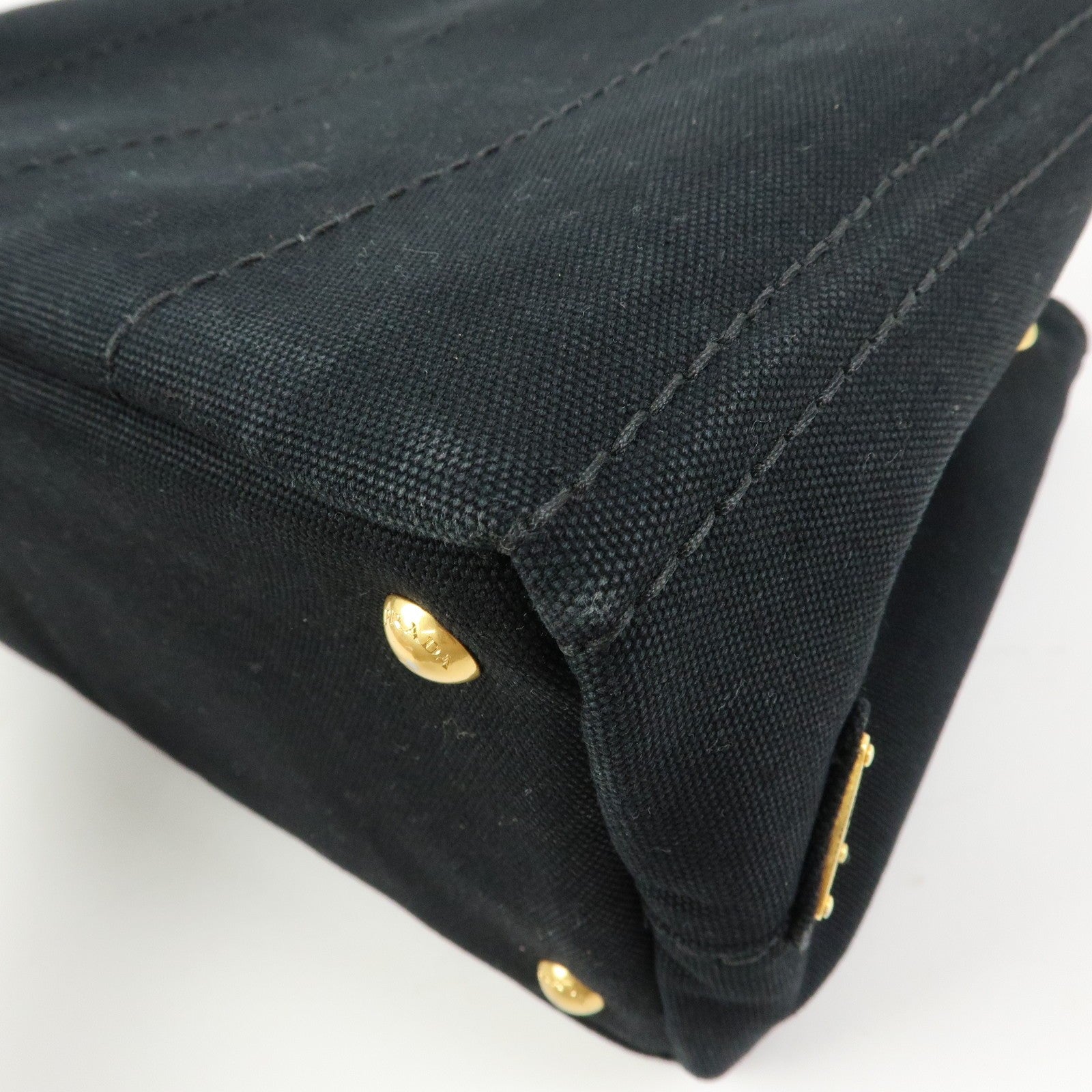 PRADA Canapa Triangle Logo Tote Bag - Black, Canvas