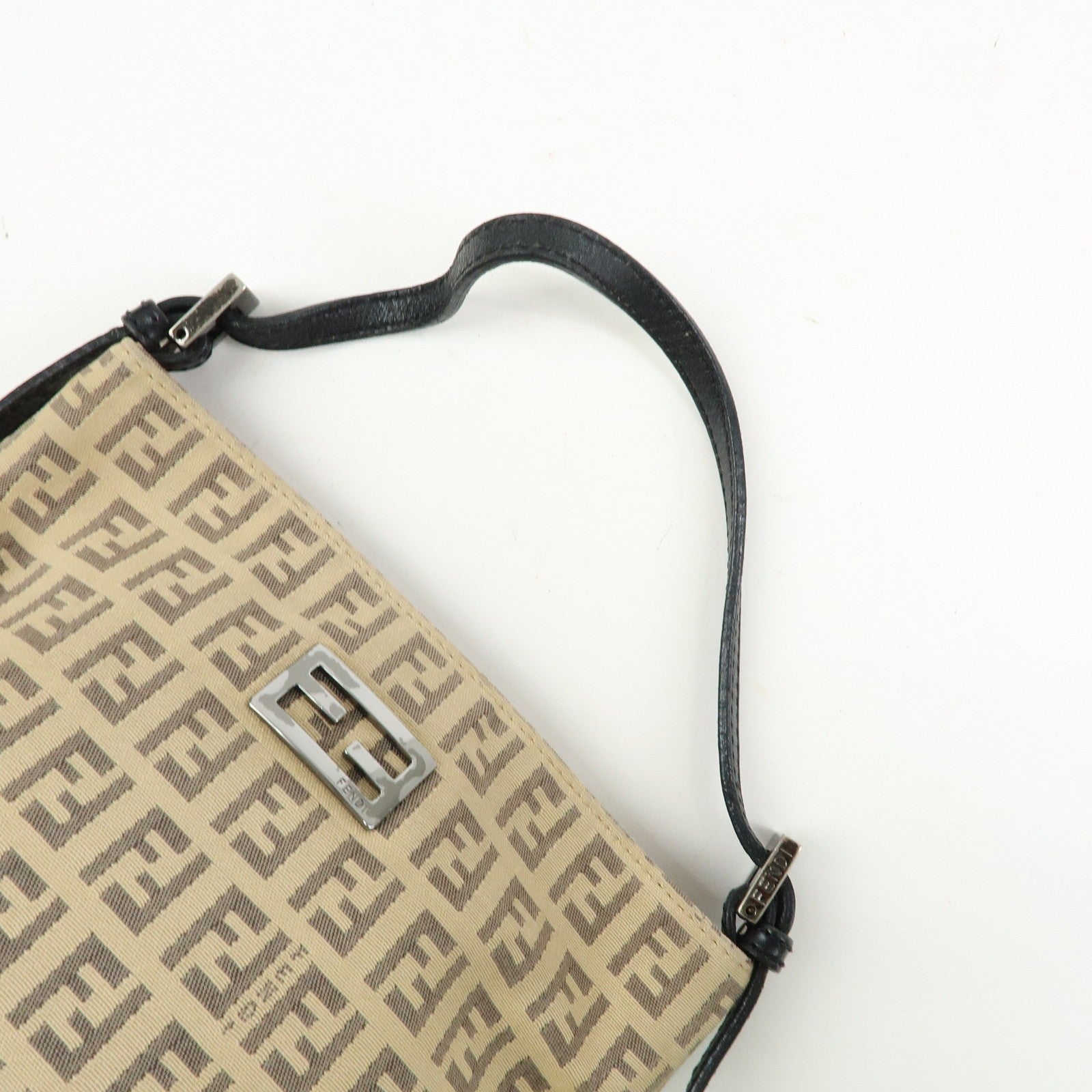 Fendi Hand Bag - Beige Black, Canvas Leather
