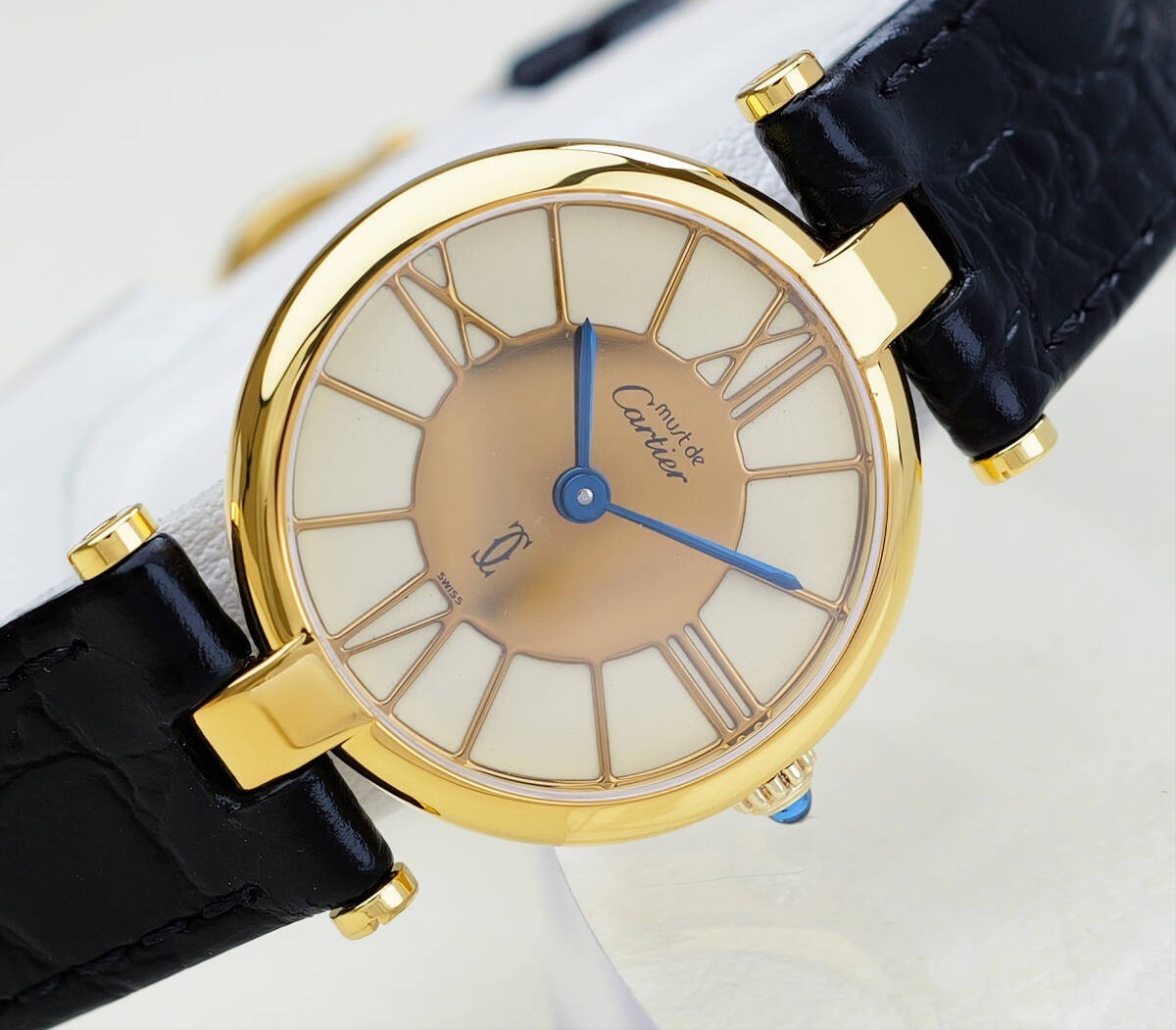 Cartier Vendome Wristwatch - Gold, White Dial, Leather